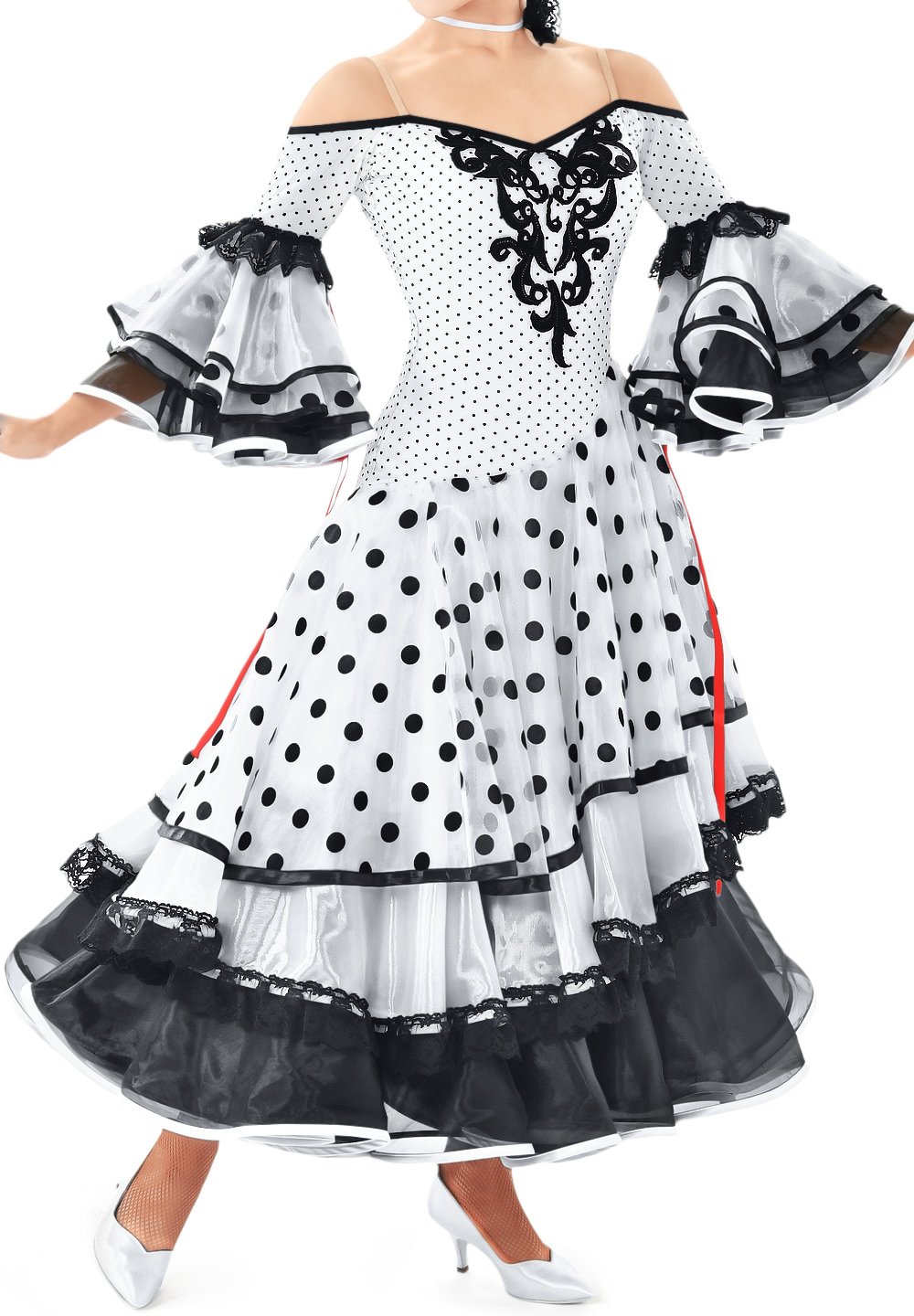 ladies flamenco dress for Girl with Ruffles on The Skirt with Detail of Ruffles and Polka dots on The Skirt. Costumes of Spanish Folkloric, Andalusian, Flamenco, (Pink combining bold color with traditional flamenco elegance Flamenco Dress with Sleeves -