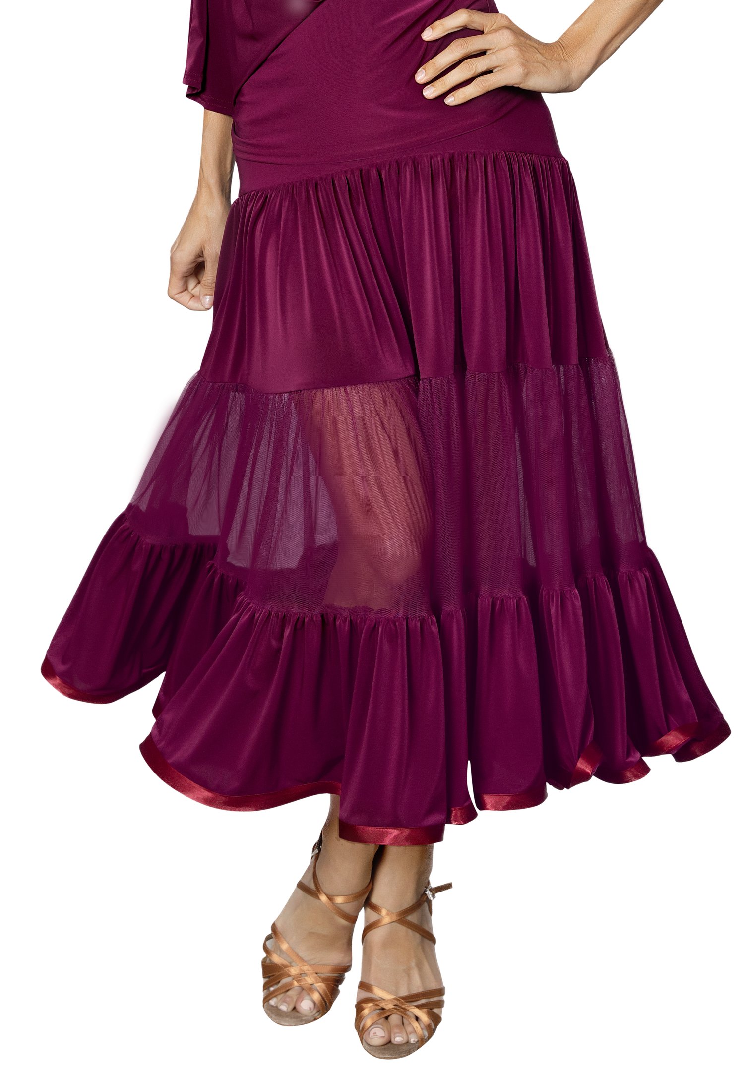 Dance America S2412 - Long 3 Tiered Ruffle Skirt | Skirts