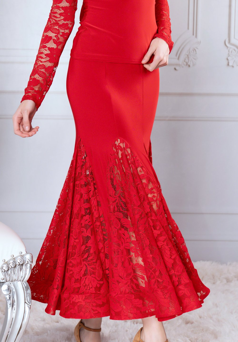 chinese dress ladies Promise Me Ruched Bust Godet Dress Lace White main image 1