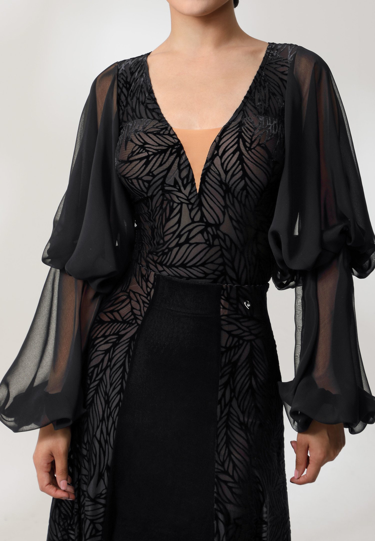 TID Sheer Puff Sleeve Dance Top B007 | Tops