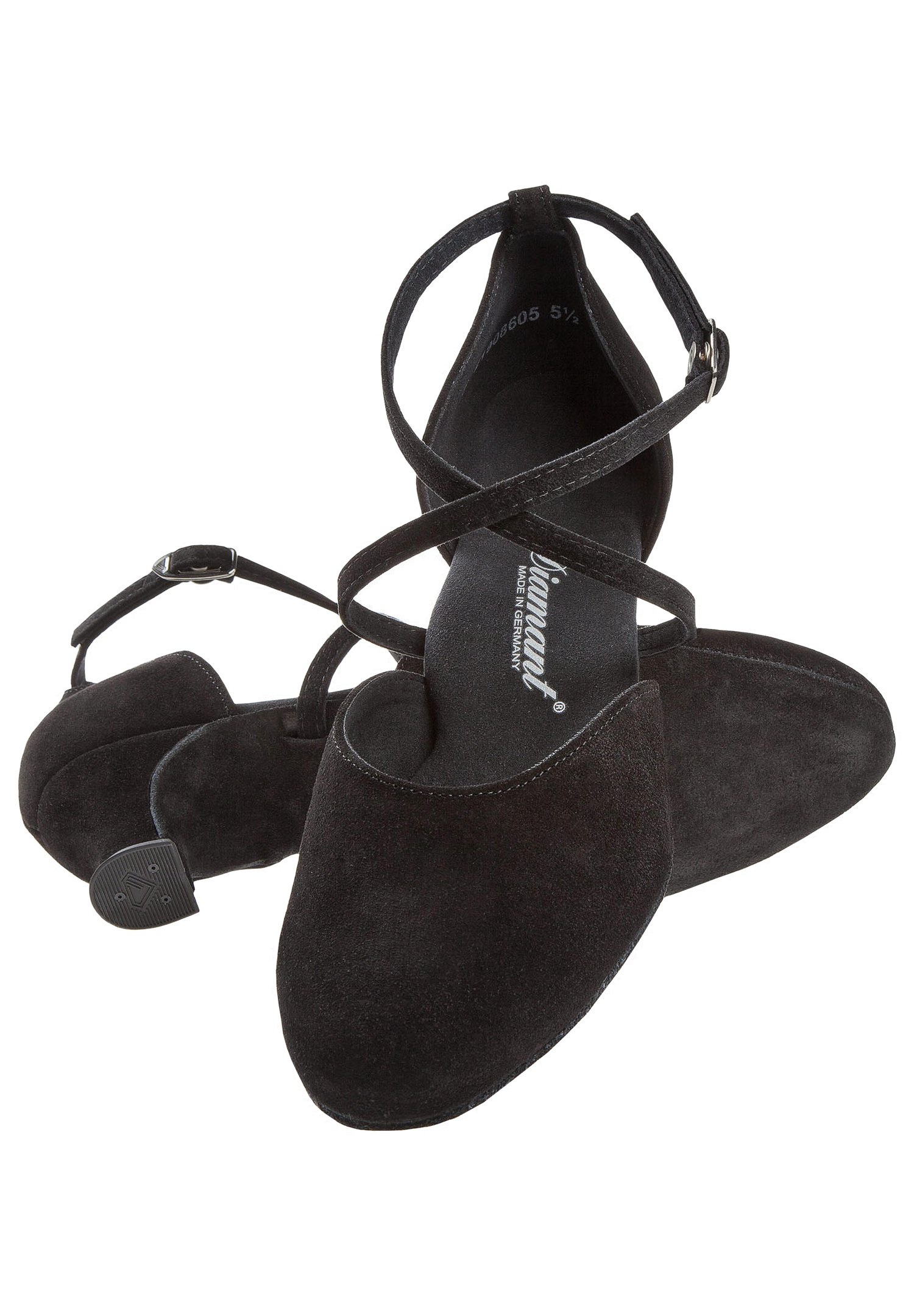 Diamant Chaussures De Danse Femme Suede Noir Extra Large 4,2 Cm Spanish - Made In Germany 170-112-001-V