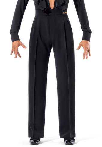 DSI Mens Box Pleat Gabardine Latin Trousers with Wide Satin Stripe