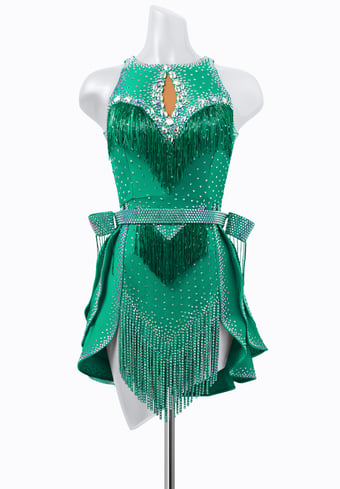 Emerald Fringe Latin Dress JT-L2202A | International Latin