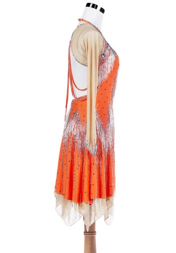 beaded handkerchief dress Swirl Design Satin Feel Beaded Halter Smocked Bodice Handkerchief Hem