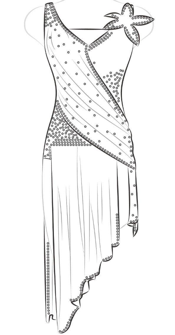 ruched dress sketch 016-dress-flat-sketch-ruffle-hem-ruched-tube-dress-back-smocking-optional-straps