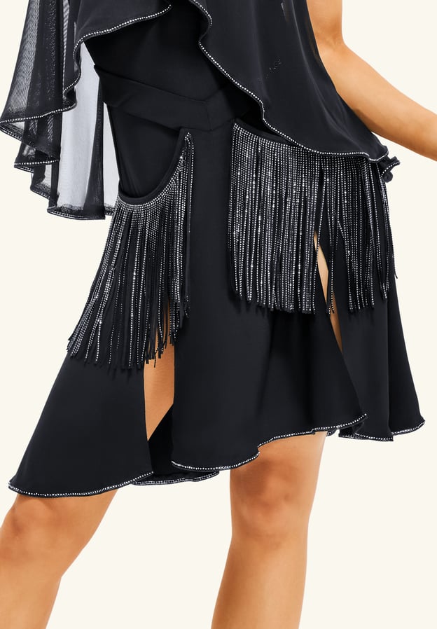 Womens Latin Fringe Dance Skirt – Tango Rumba Ballroom With Built-in Shorts