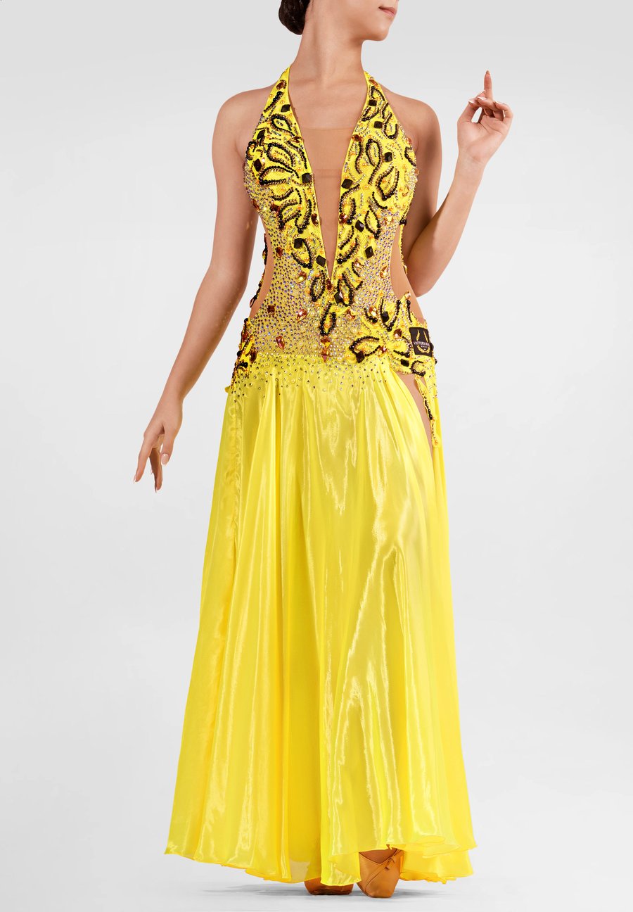 yellow dance dress Princess This ballroom dress is great for beginner ballroom dancers. Yellow Converta Ballroom Dress |