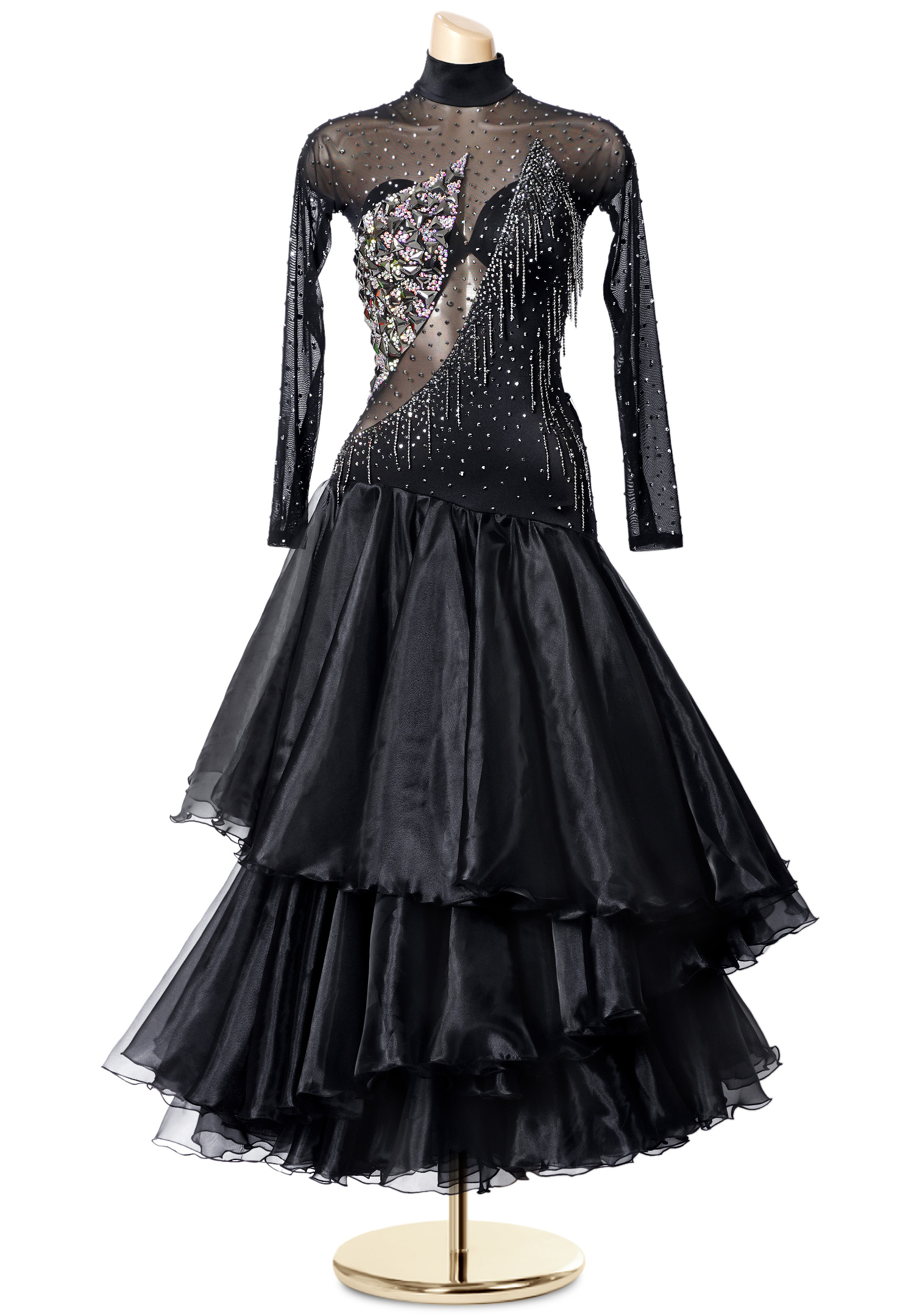 Asymmetric High Neck Tiered Ballroom Dress PC-WB190411