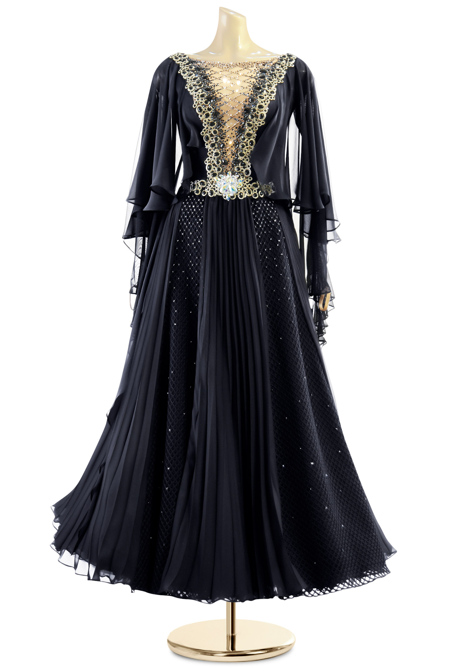 Bejeweled Pleated Ballroom Dance Gown PC-WB180041