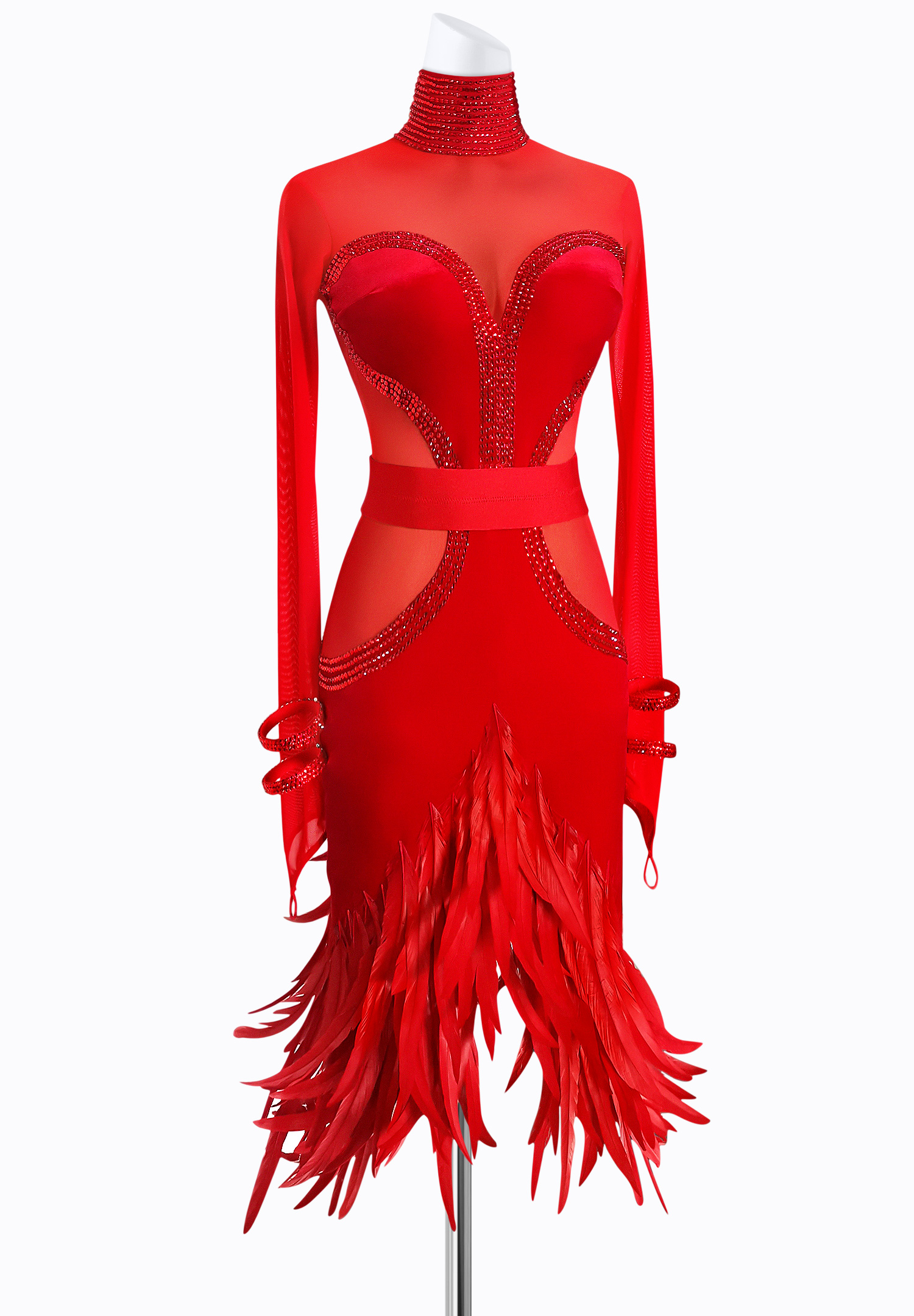 Crimson Feather Latin Dress AM-L3511