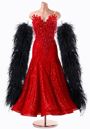 Crimson Sequin Ballroom Gown TID-BM1256