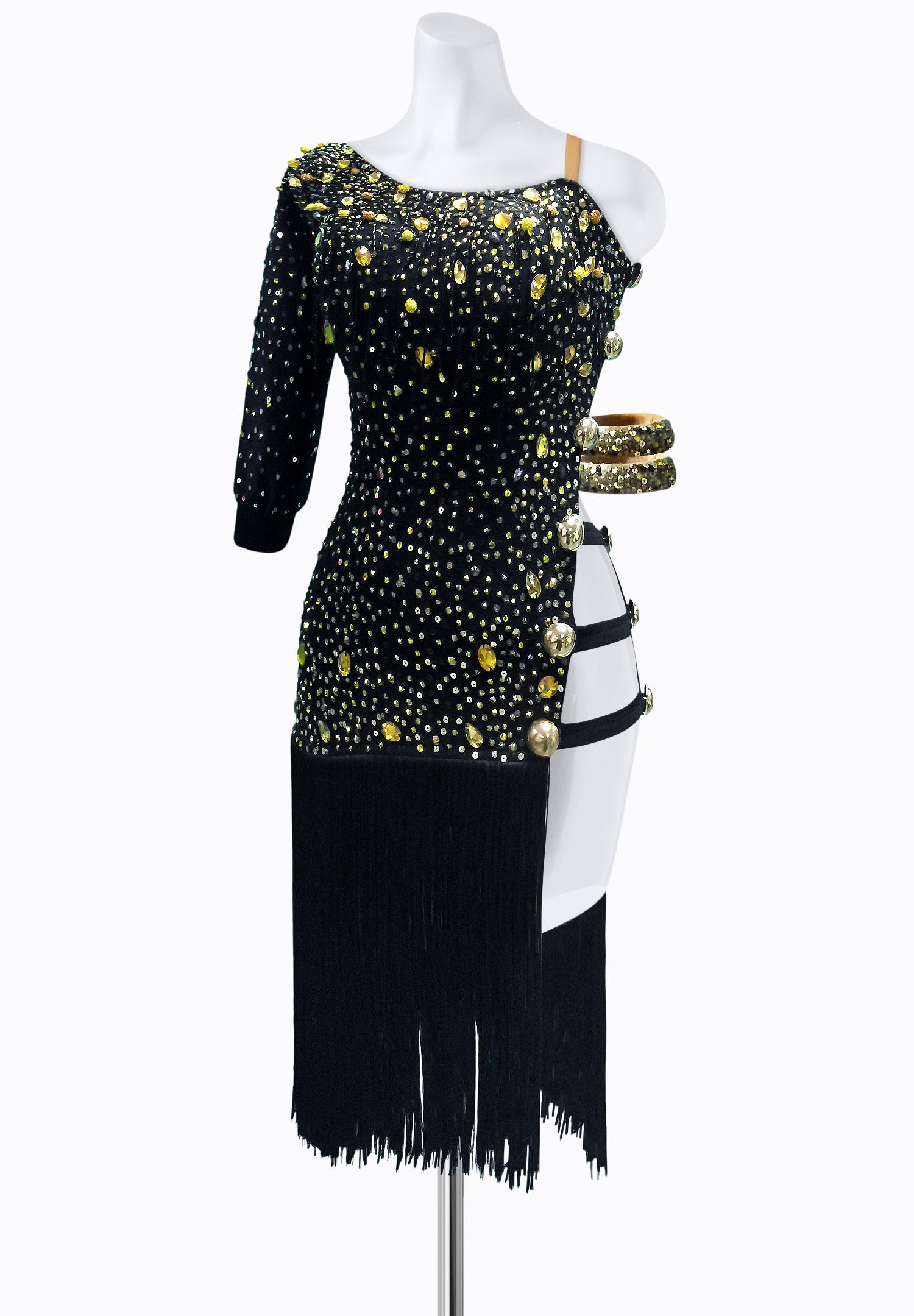 Crystal Button Latin Dress AM-L3230