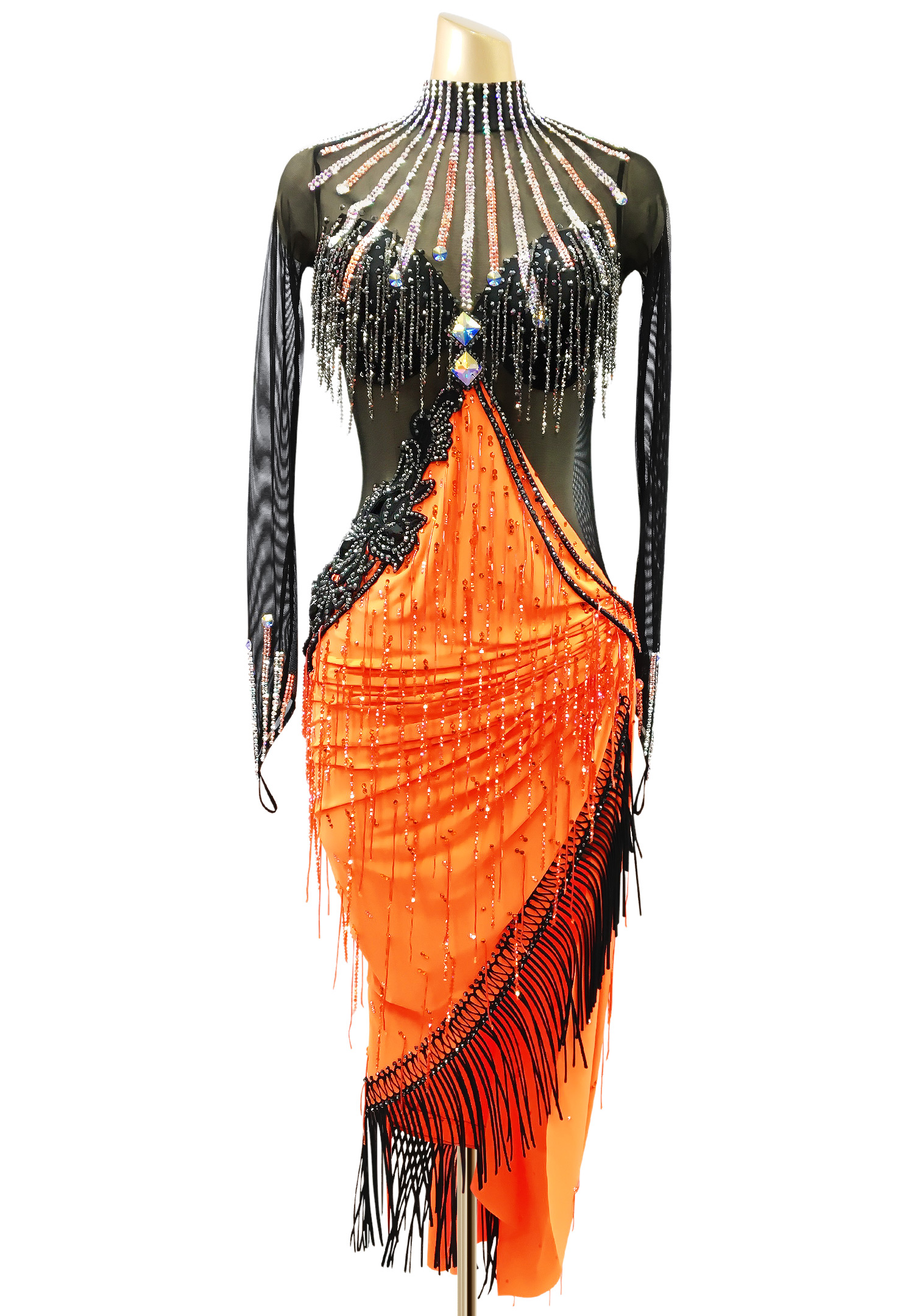 Crystal High Collar Latin Performance Dress PC-WL18015