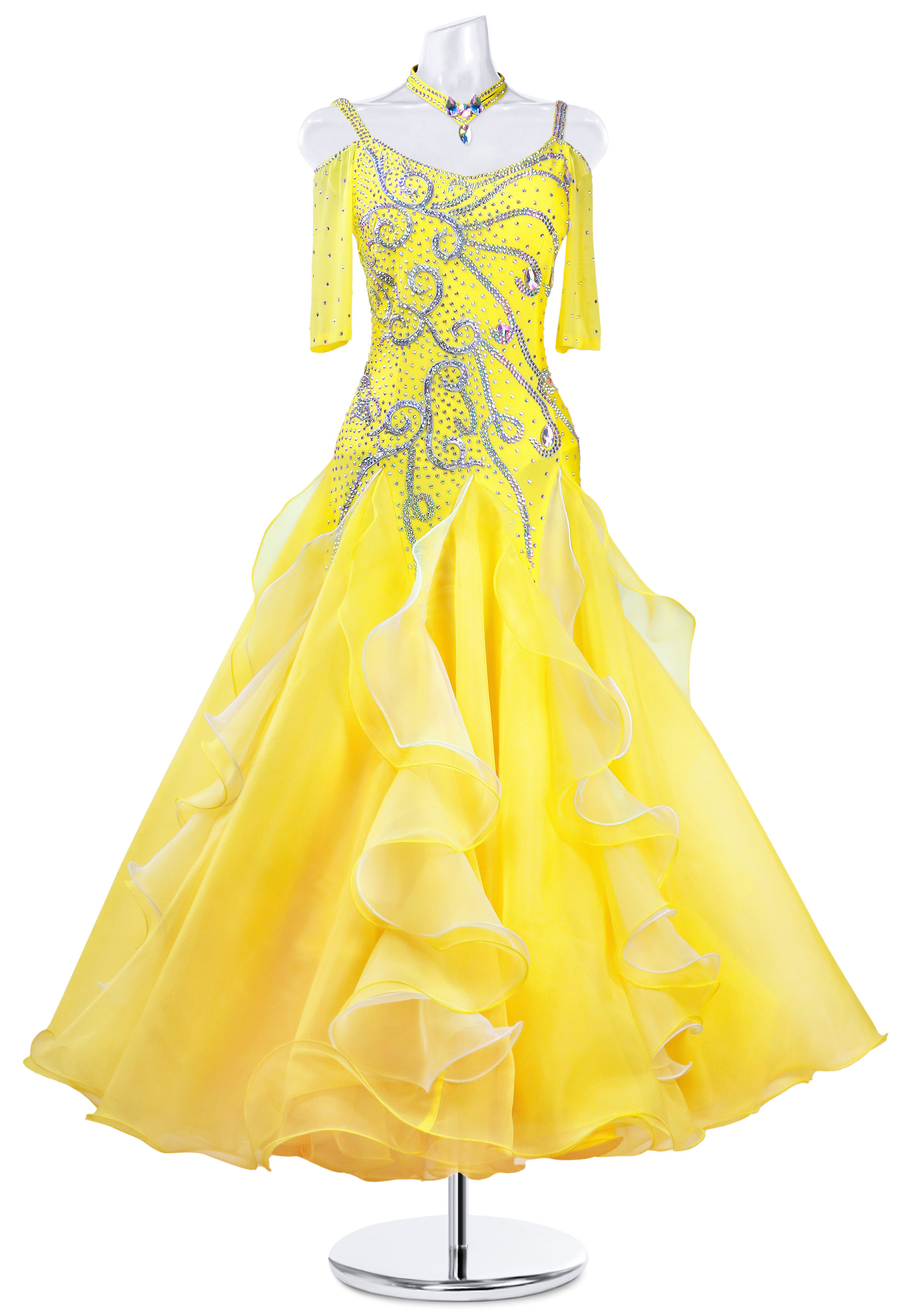 Crystallized Frilly Decor Ballroom Dress MQ-B185