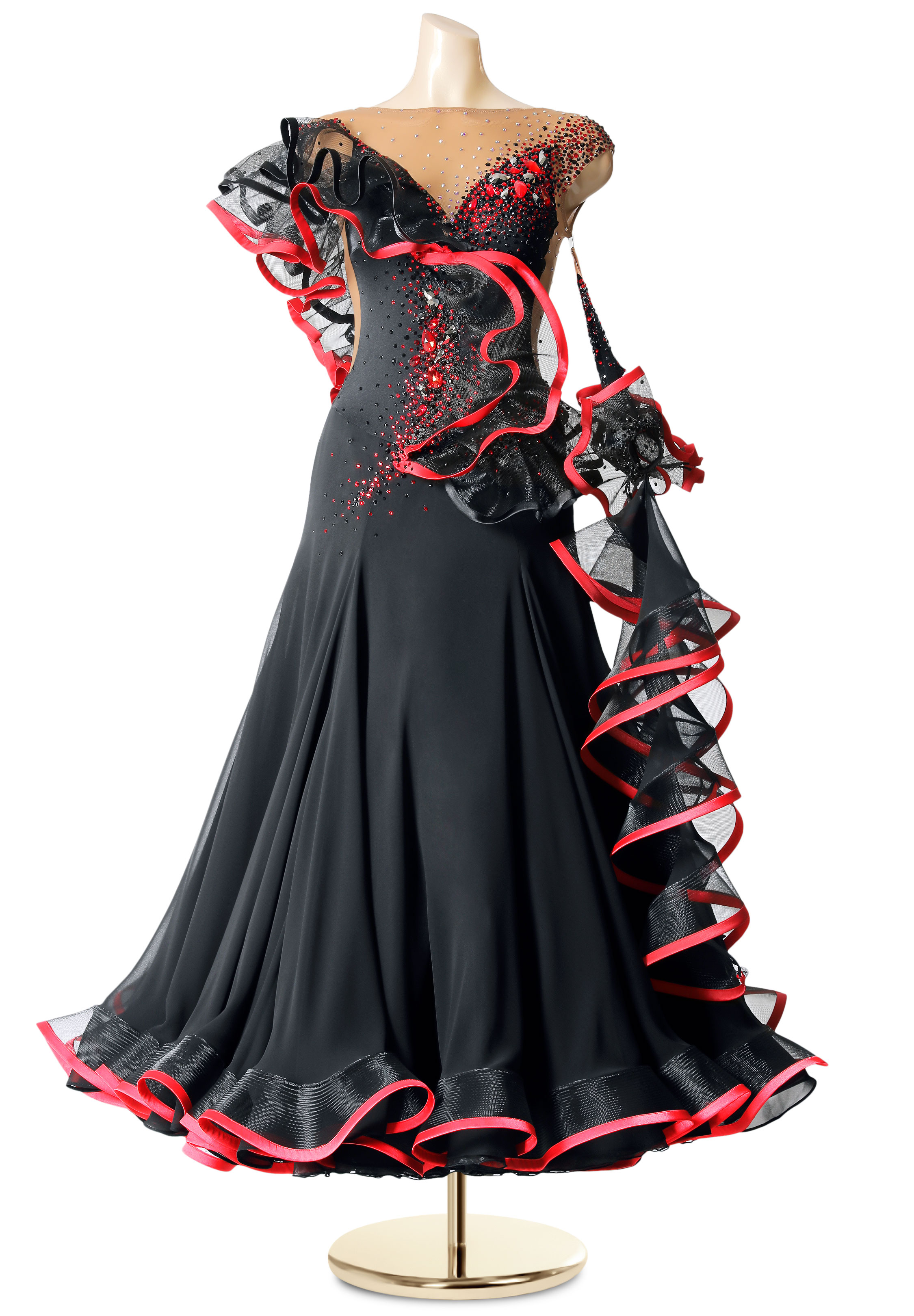 Crystallized Sheer Frill Ballroom Dress PC-WB19100