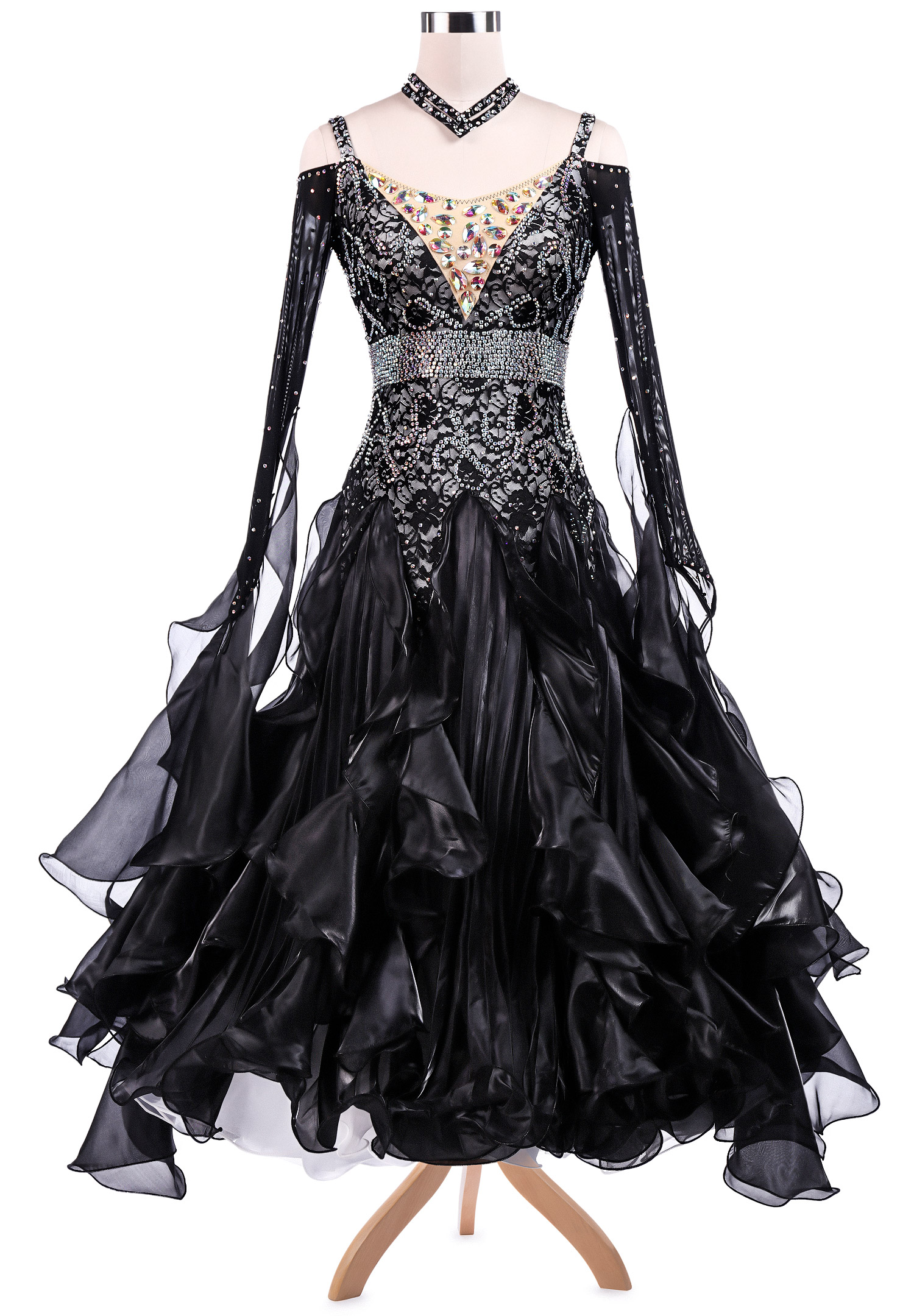 Dazzling Letters Empire Waist Ballroom Competition Dress VN-A5229