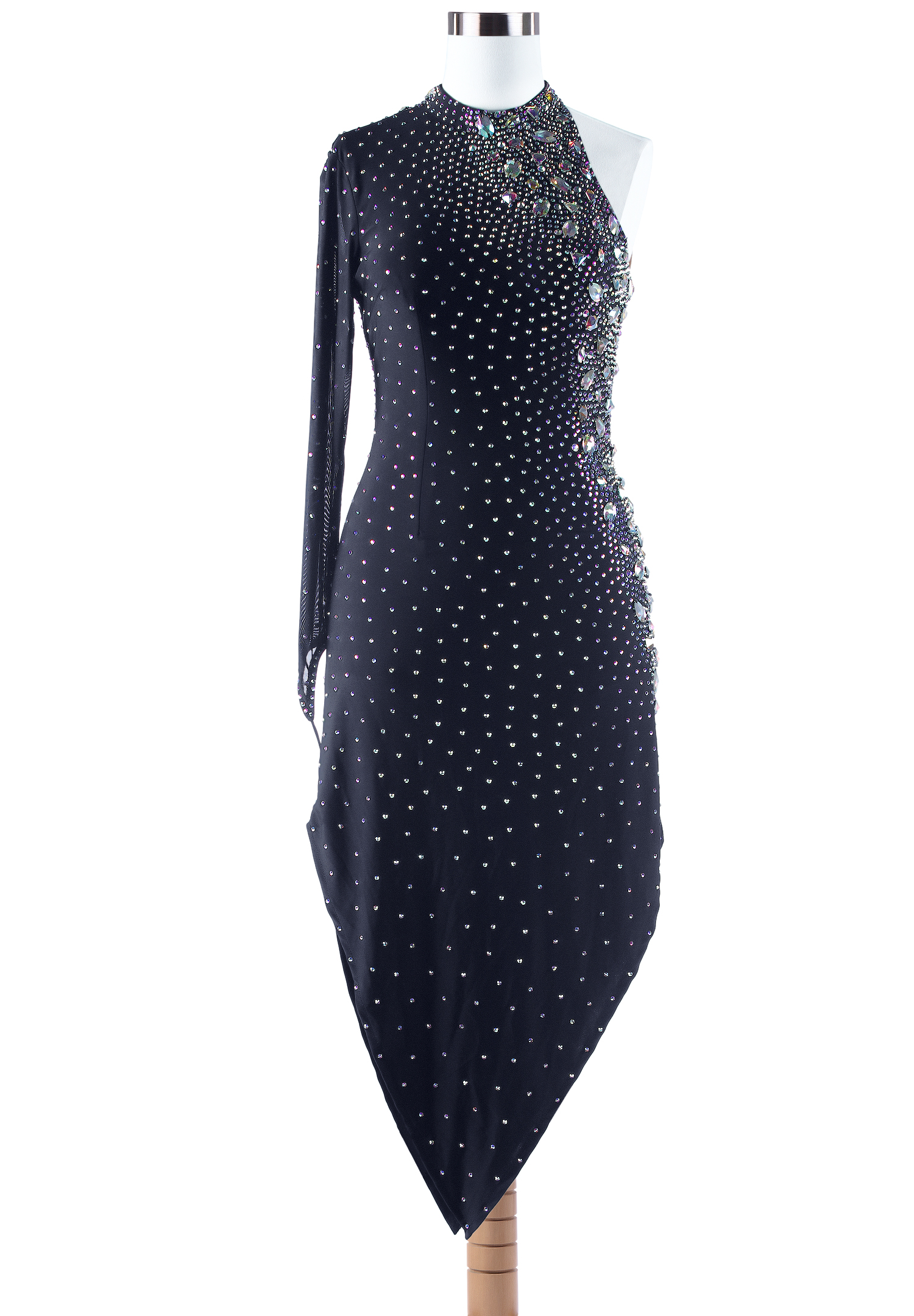 Dramatic Asymmetric One-shoulder Latin Rhythm Competition Dress VN-L5278