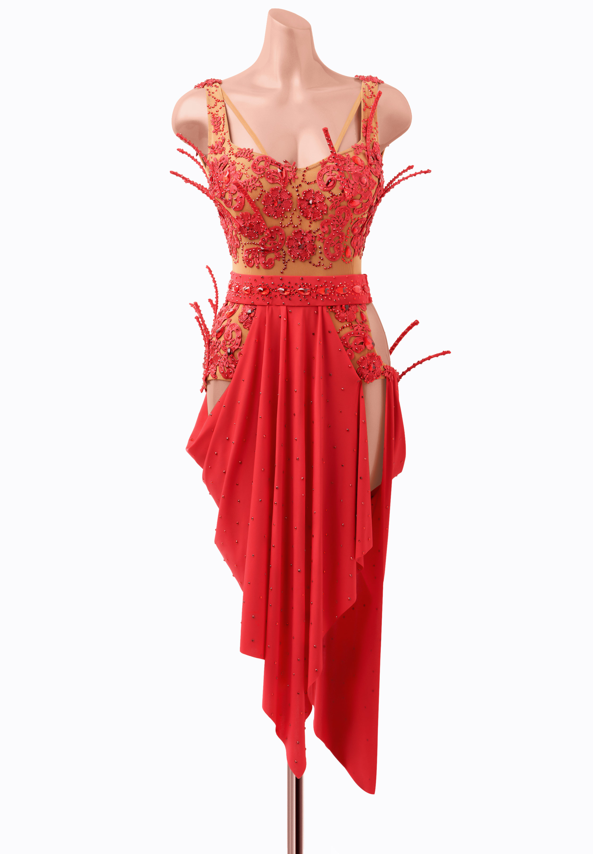 Draped Floral Latin Dress AM-L3622