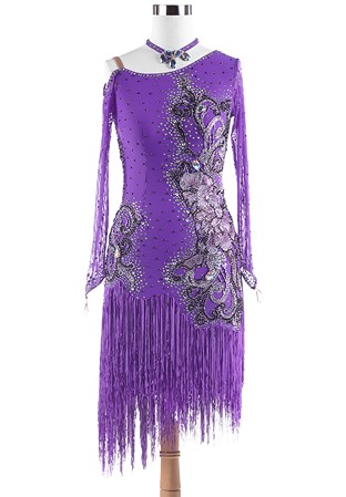 Embroidered Fringe Latin Performance Dress VN-L5293