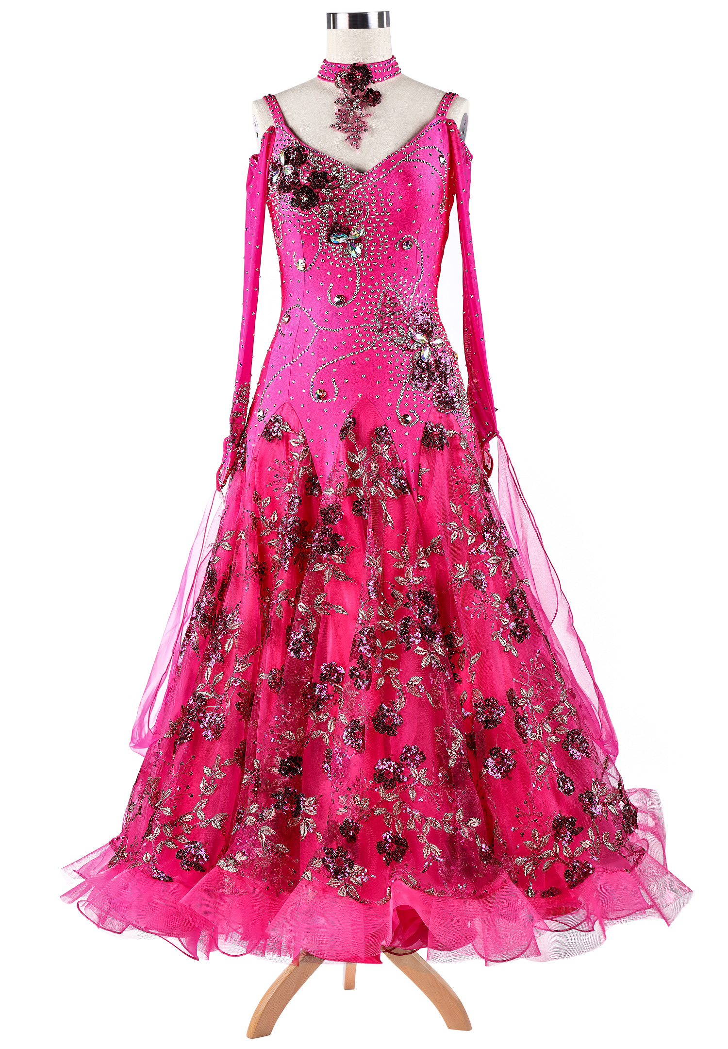 Embroidered Sequin Blossom Ballroom Competition Dress VN-A5257