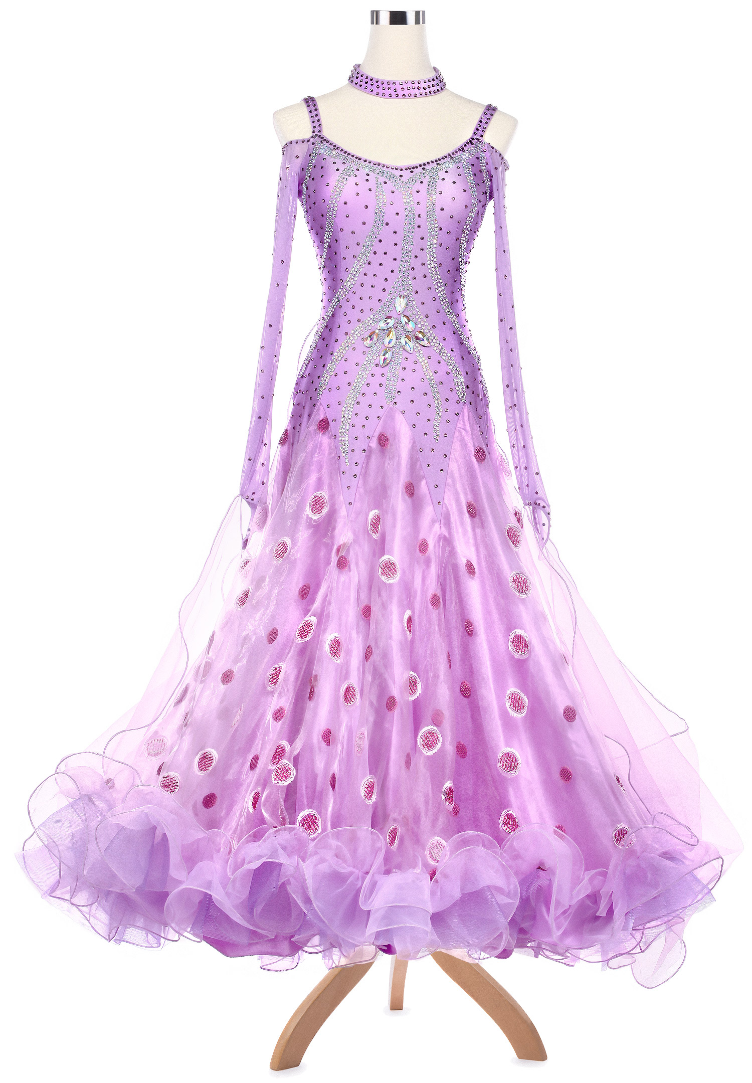 Exquisite Polka Dot Embroidered Ballroom Competition Dress VN-A5127