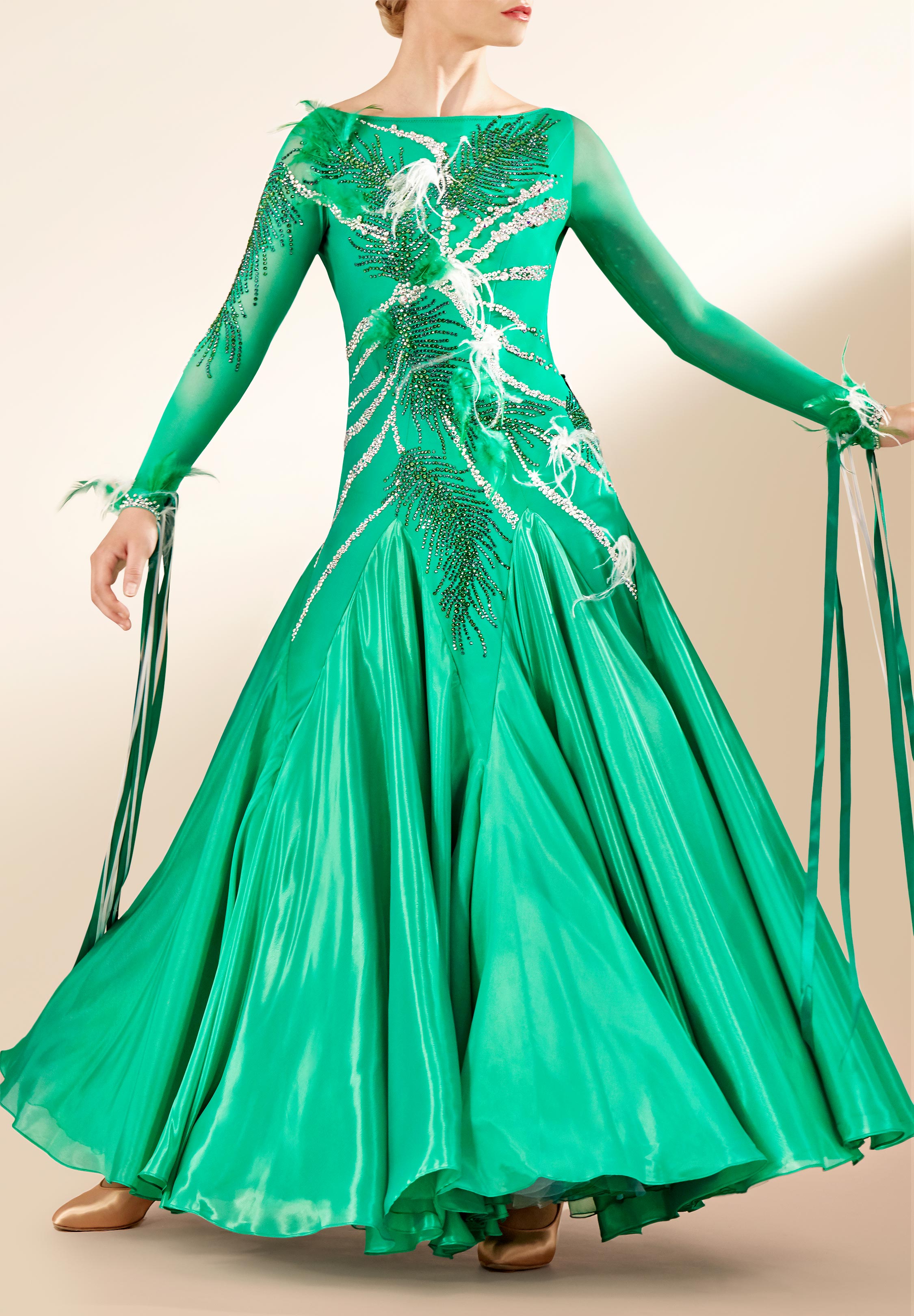 Fancy Feather Performance Dance Gown PC-WB19045