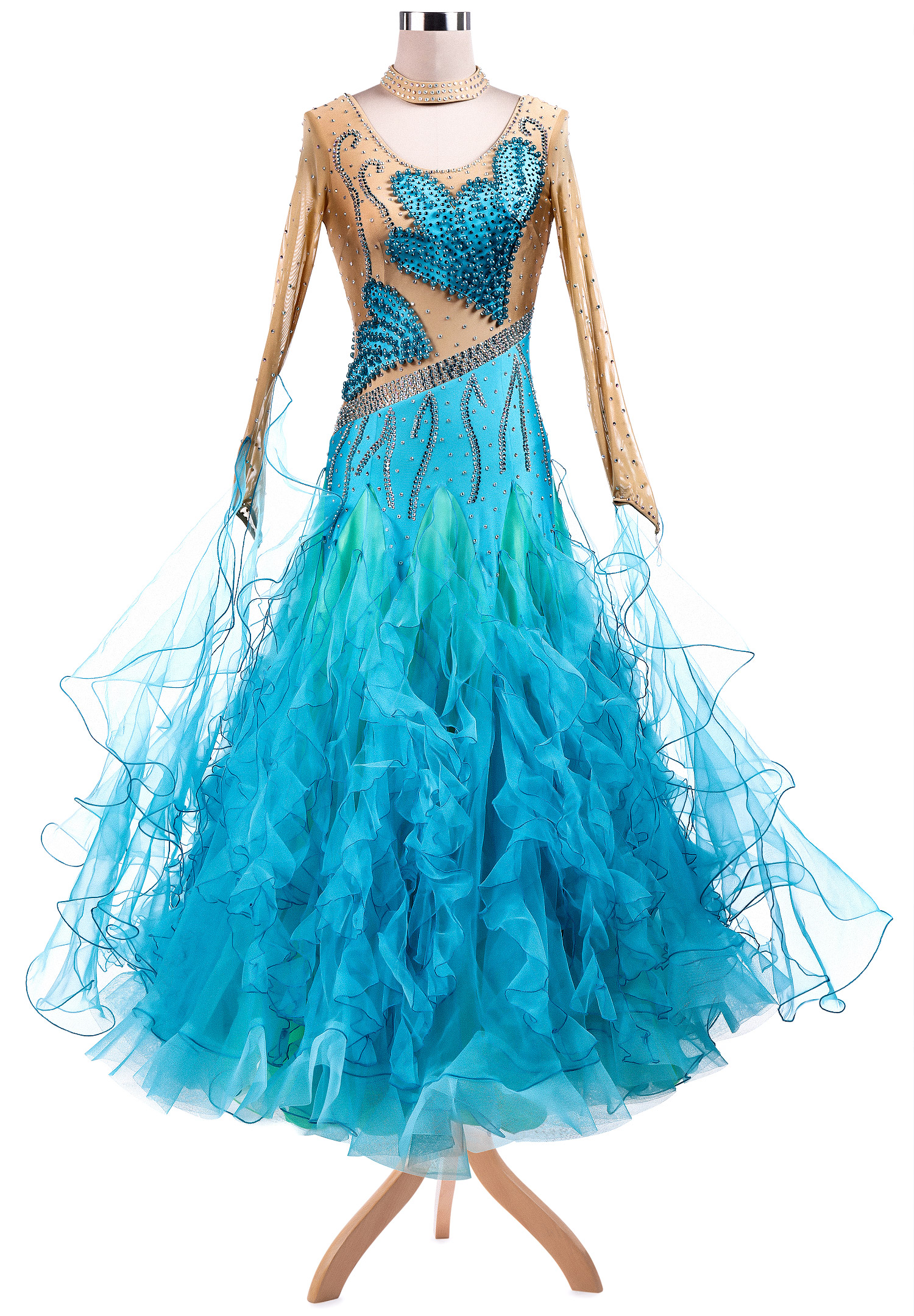 Fantastic Pearl Butterfly Fluffy Ballroom Competition Dress VN-A5224