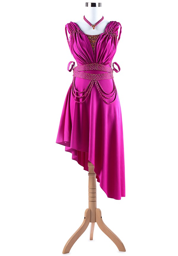 Fierce Ruching Asymmetrical Ruffle Latin Competition Dress VN-L5270
