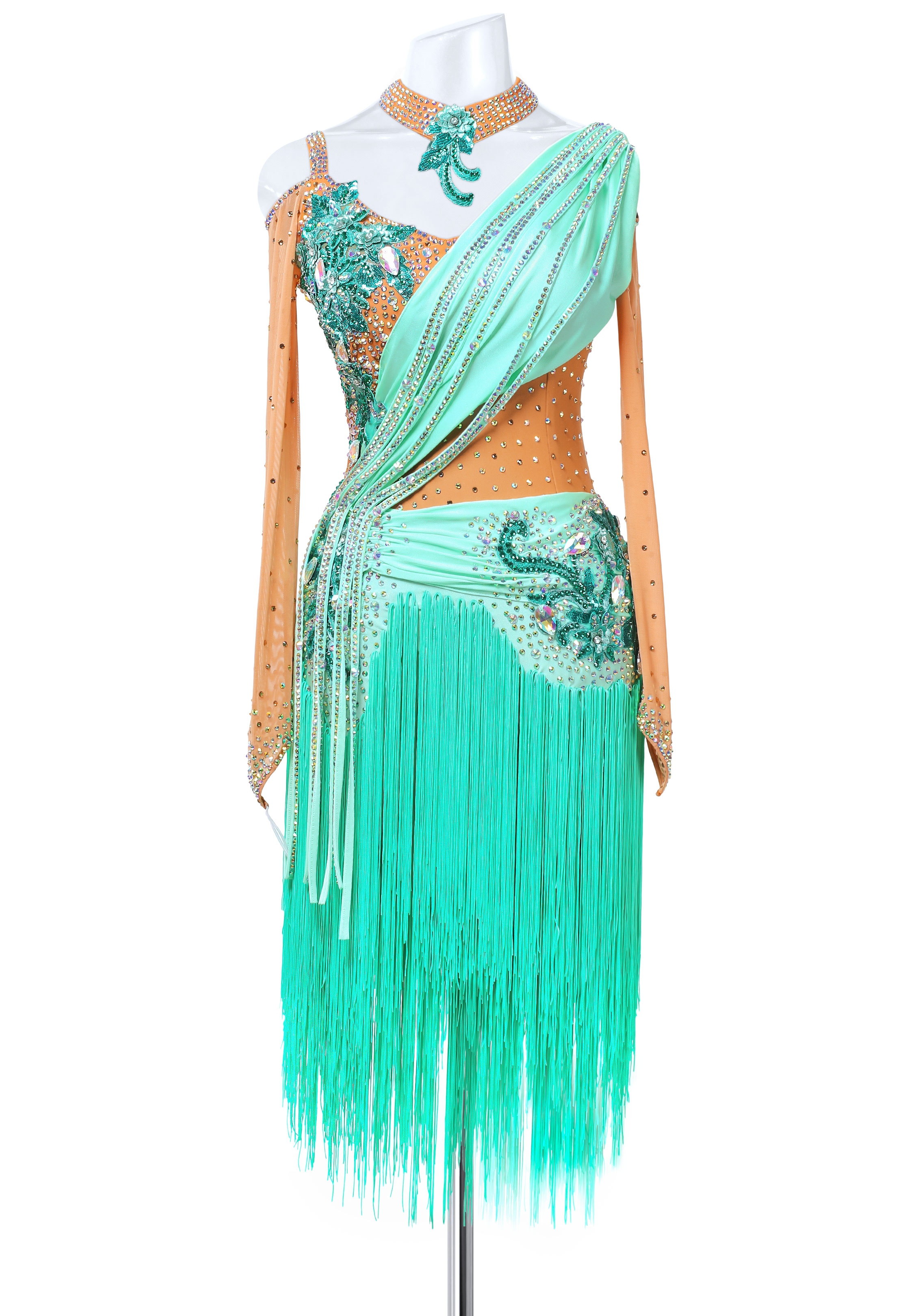 Flowing Ribbon Latin Fringe Dress MQ-L263