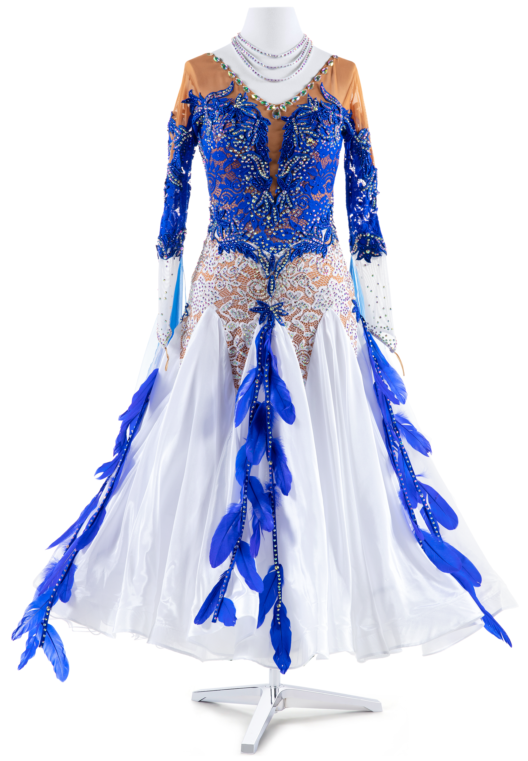 Flowy Lace Feather Ballroom Stage Gown VN-A5394