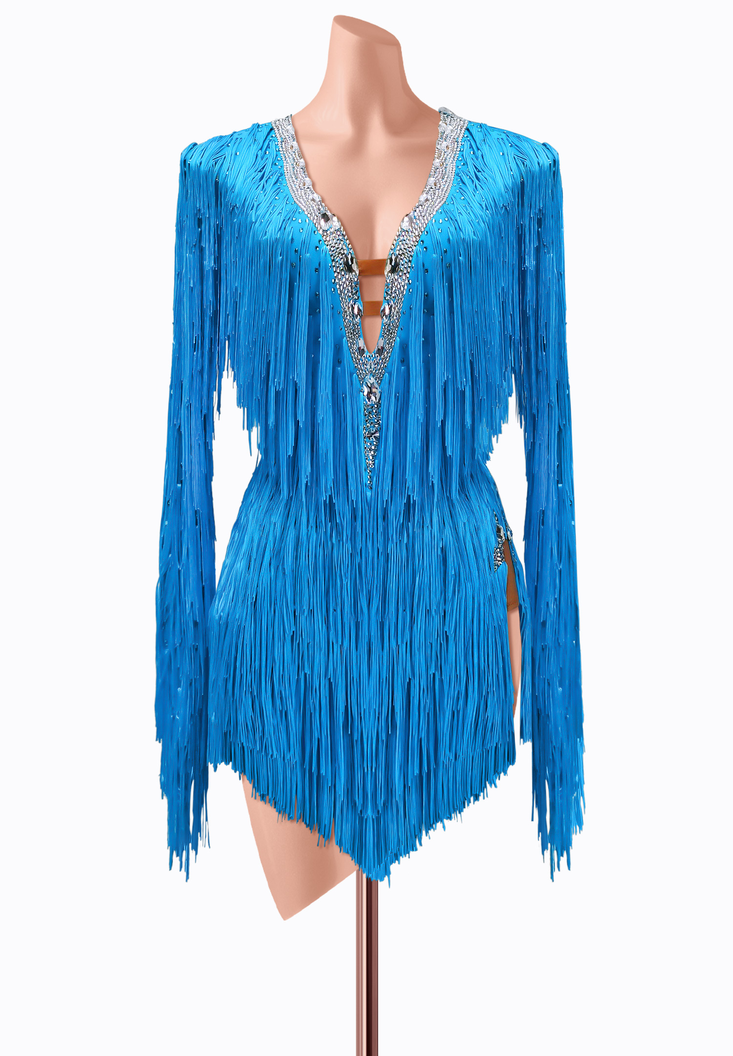Indigo Fringe Latin Dress AM-L3773