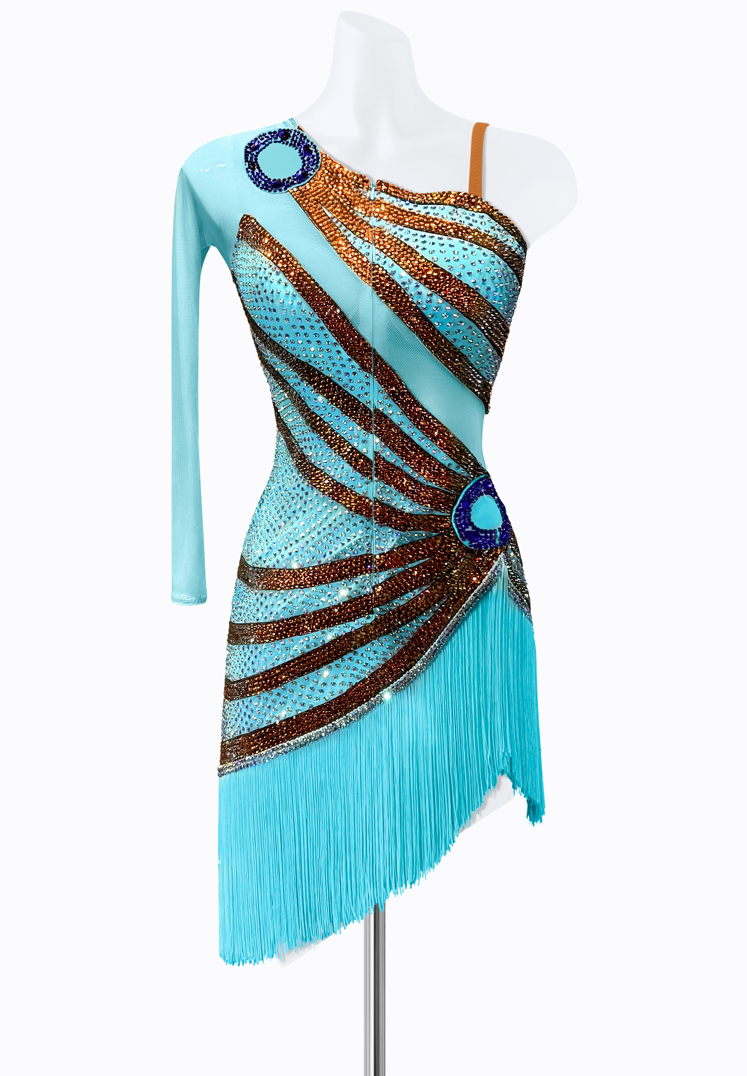 Crystal Stripe Latin Dress PR-L240069