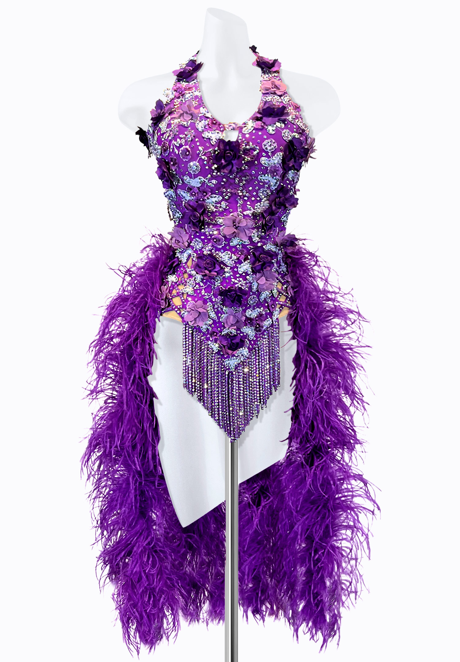 Lilac Feather Latin Dress PR-L215230