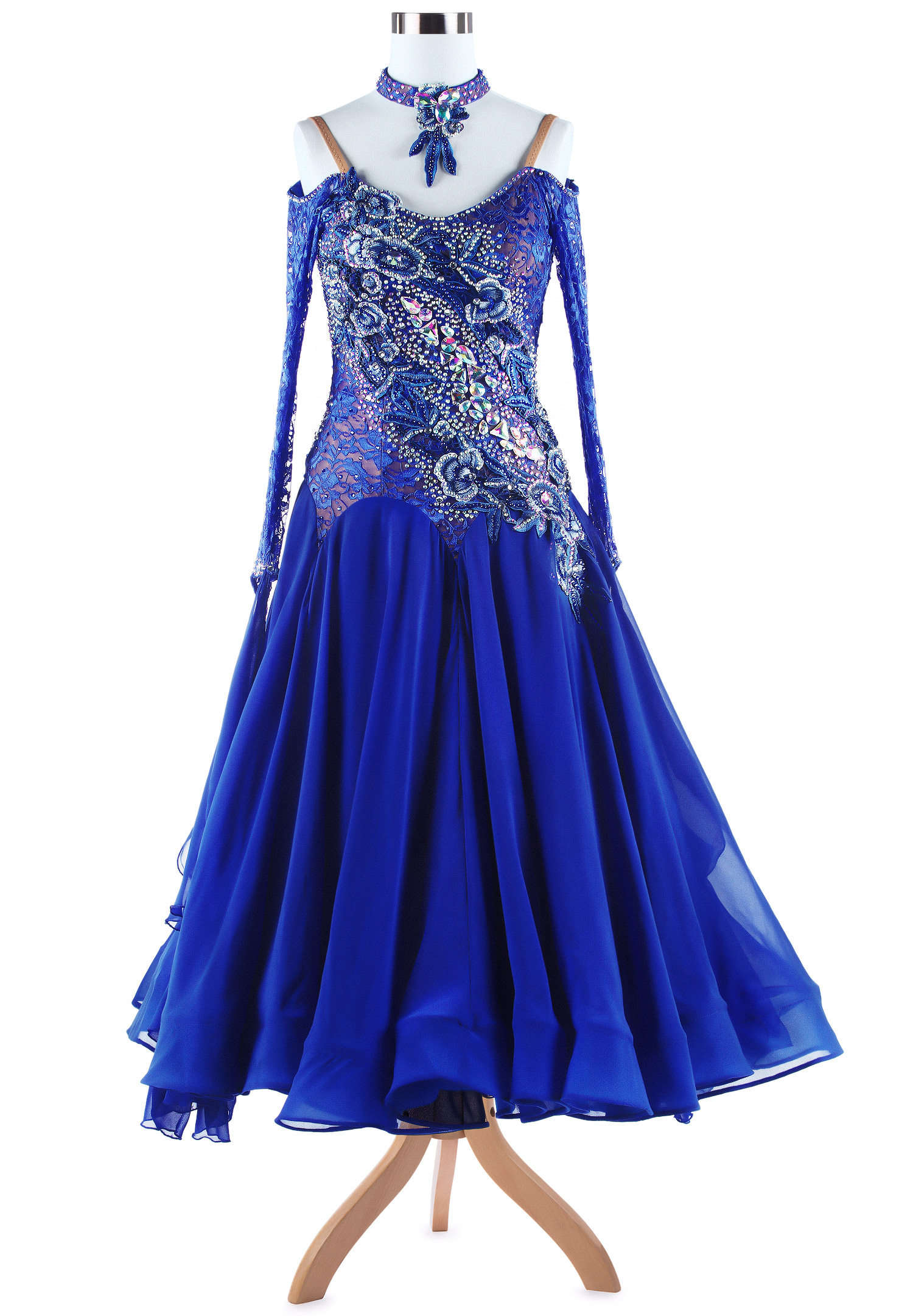 Luxury Floral Embroidery Ballroom Dance Competition Dress VN-A5327 