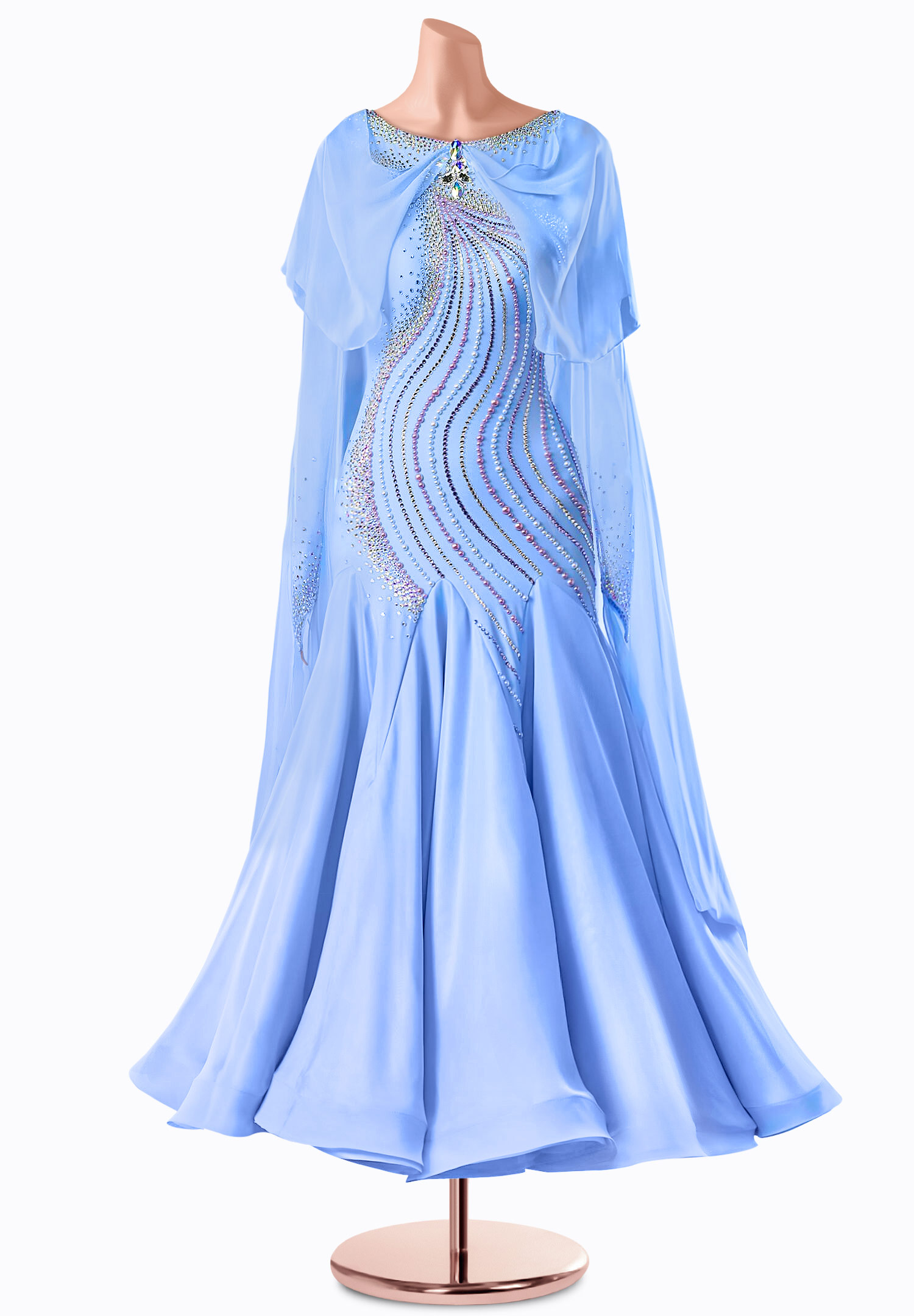 Swirling Pearl Ballroom Gown TID-BM0527