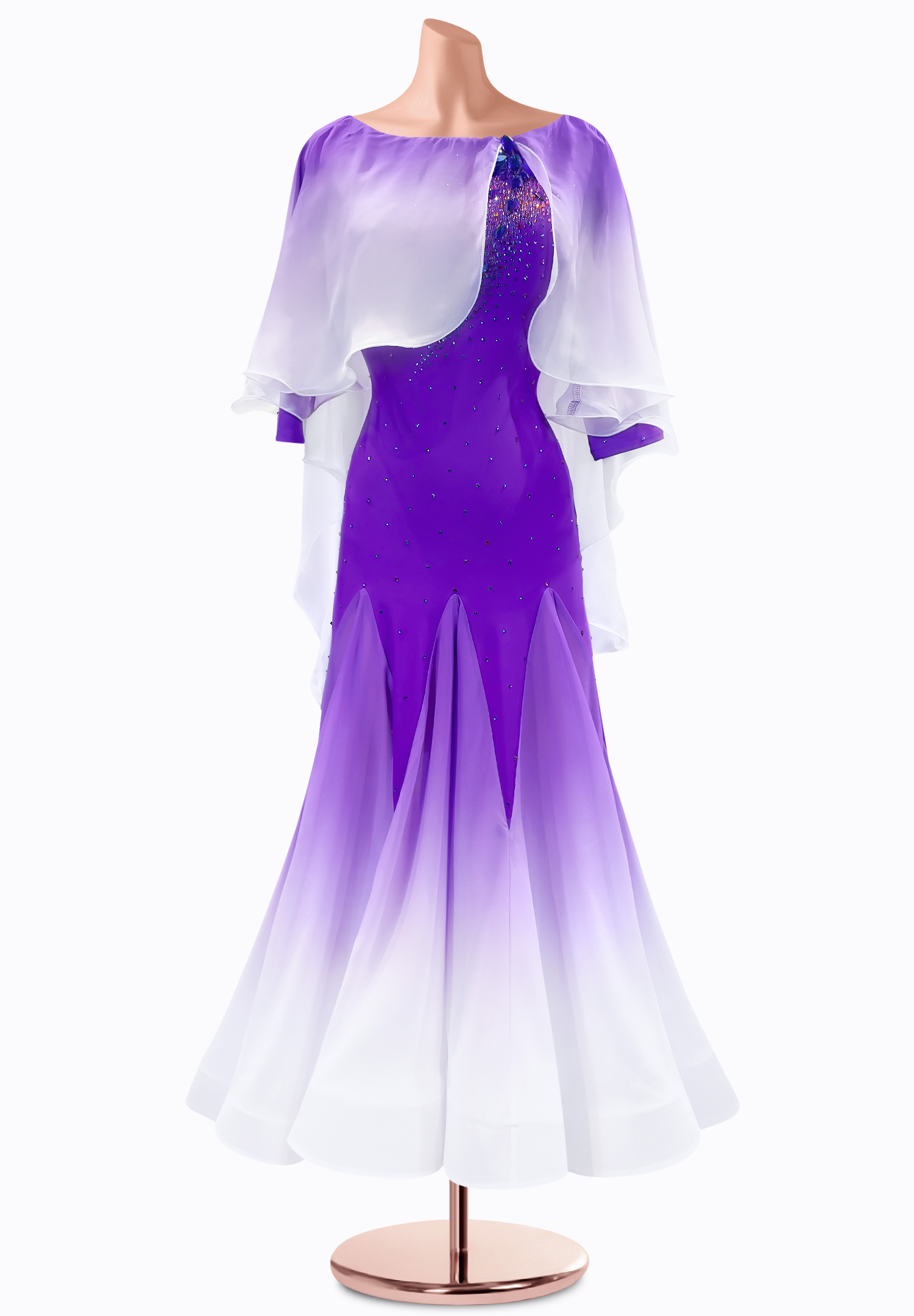 Ombre Cape Ballroom Gown TID-BM0845