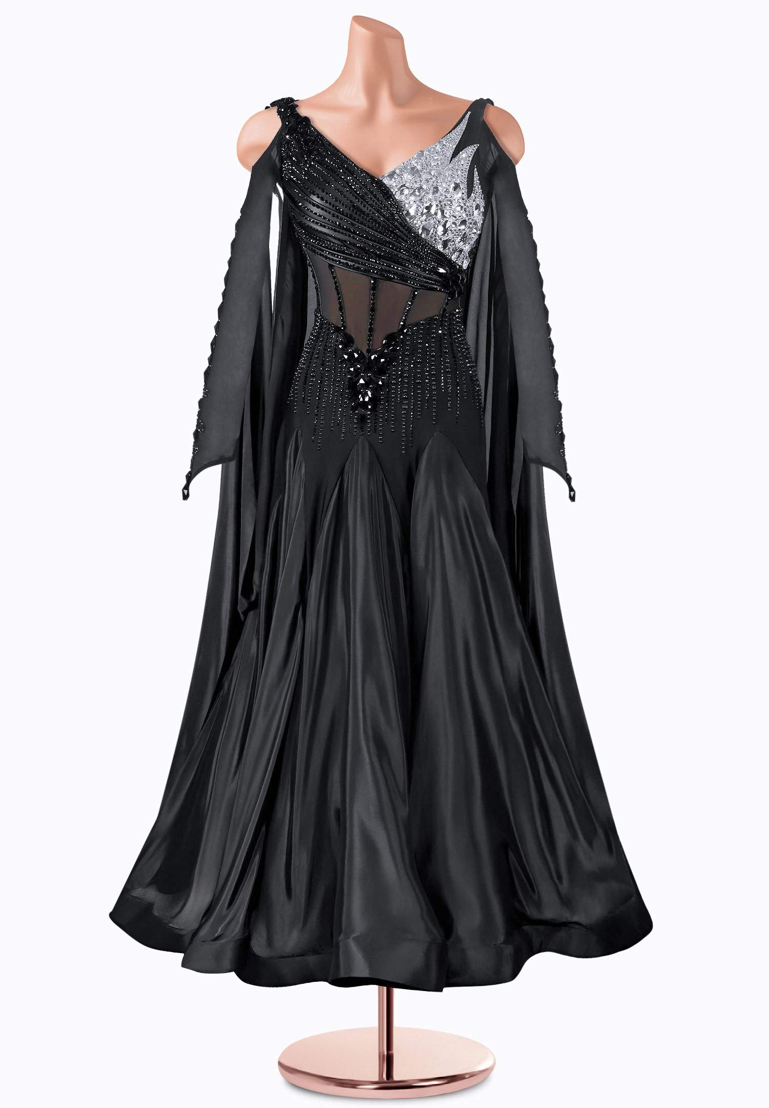 Sheer Flame Ballroom Gown TID-BM0944