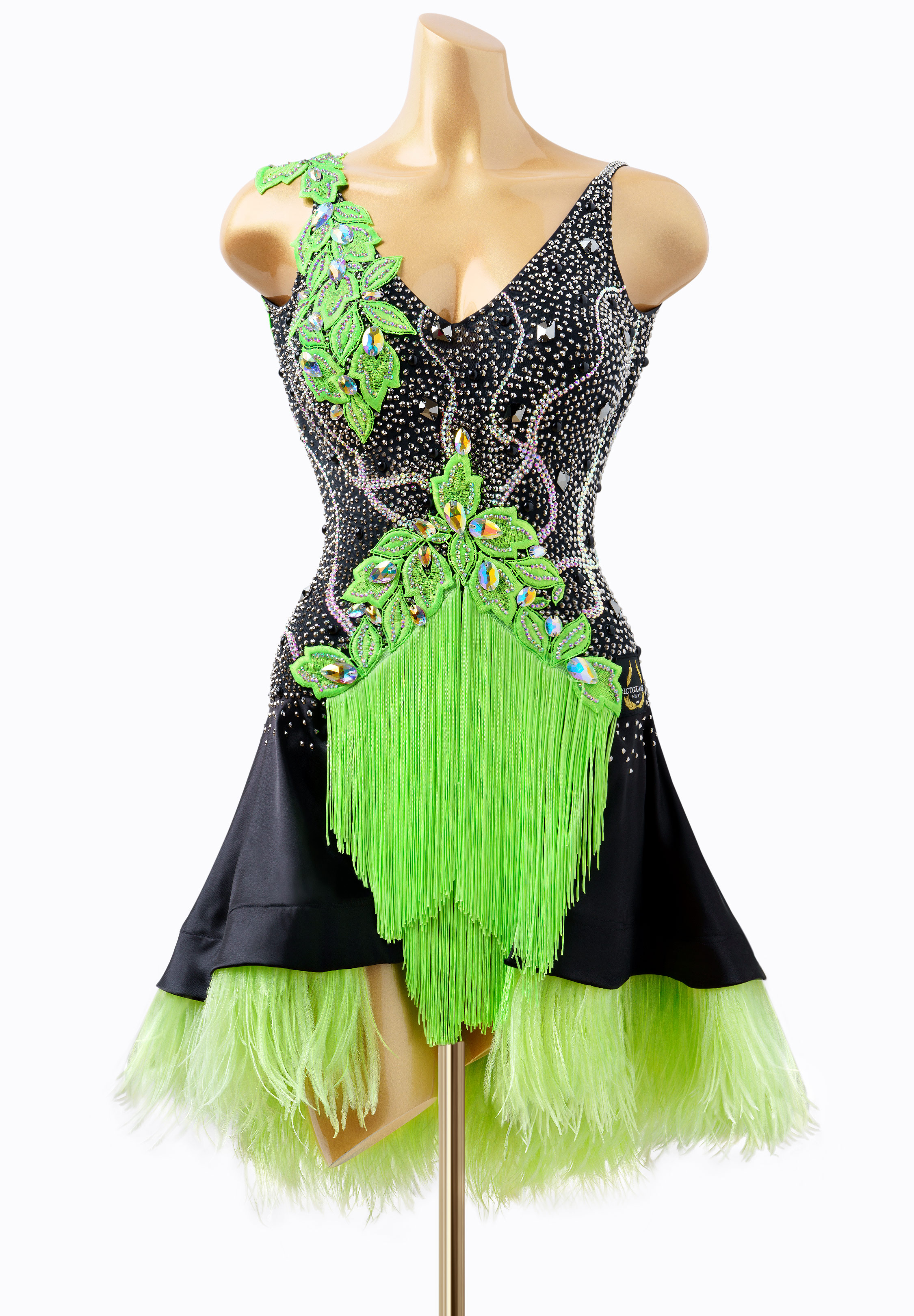 Neon Feather Latin Dress VB-L22026