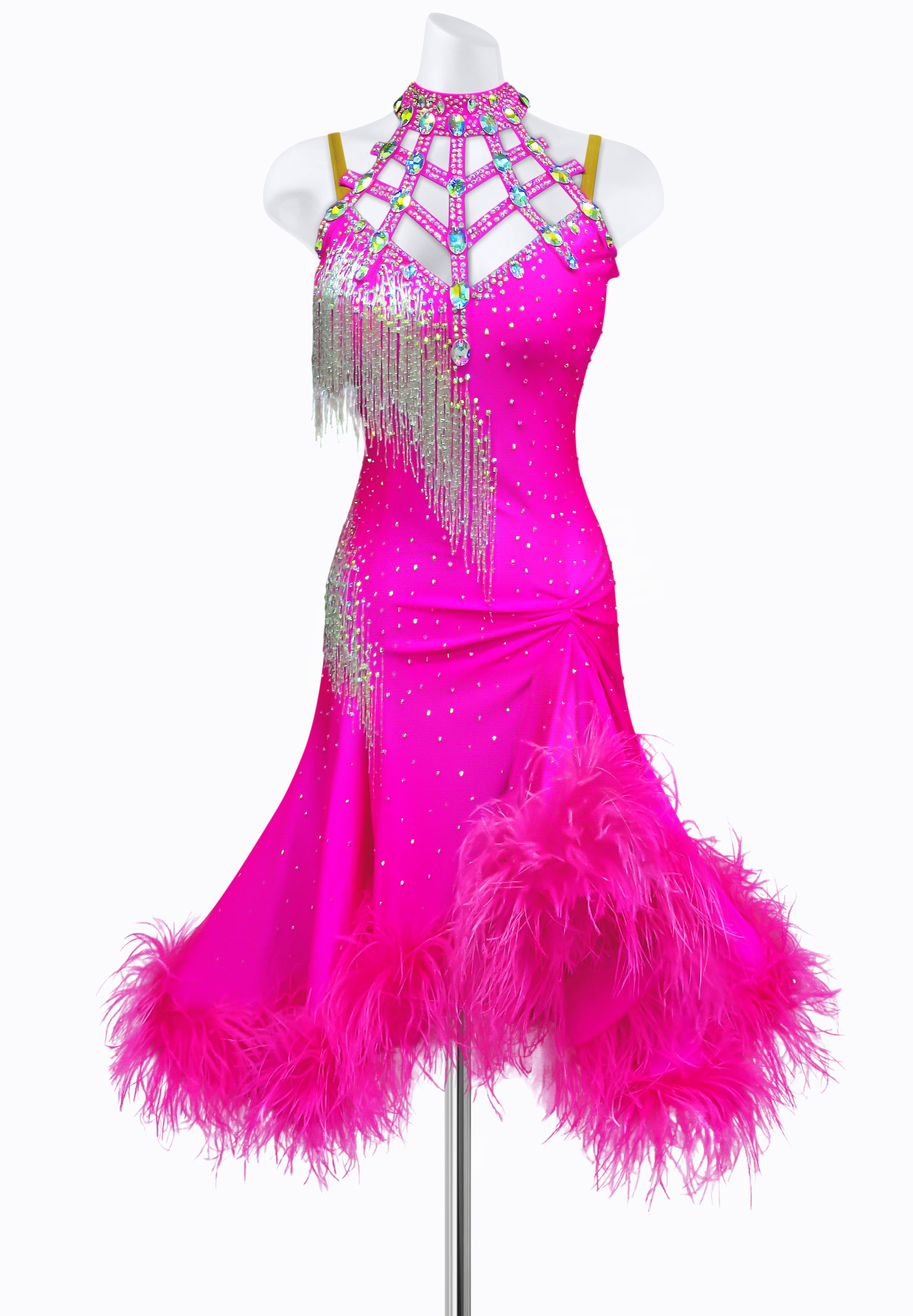 Net Neck Latin Dress AM-L3302