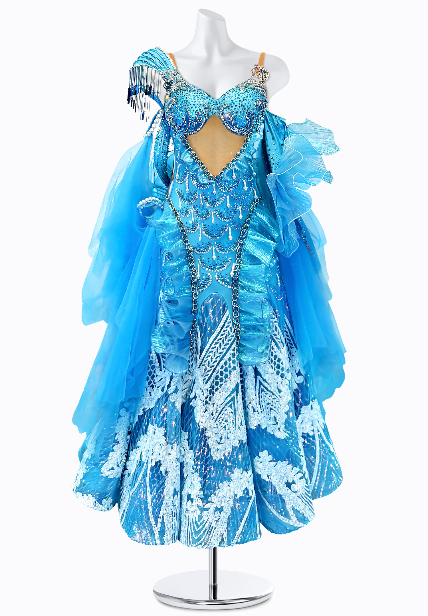 Aqua Frill Ballroom Gown PR-B250008