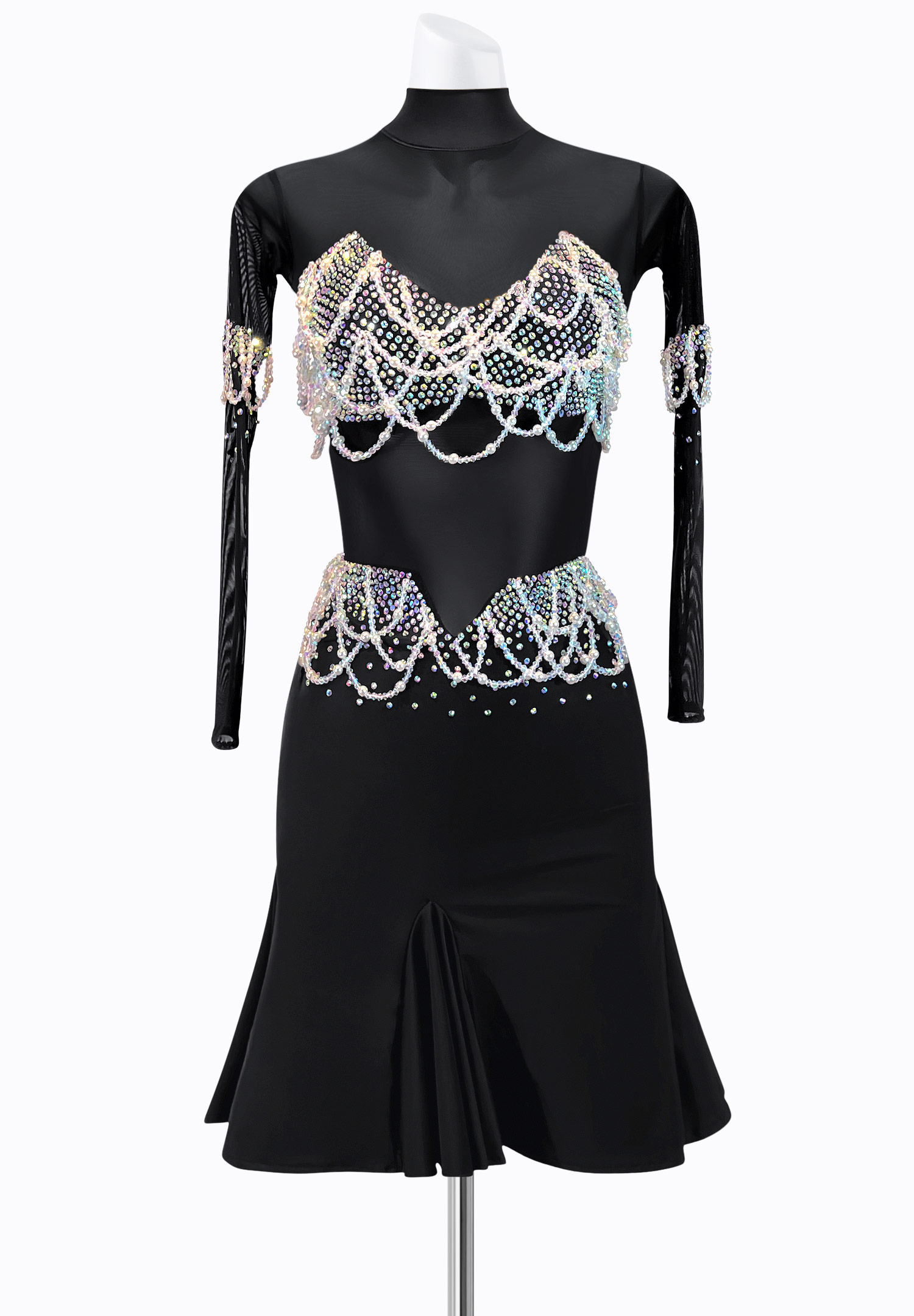 Pearl Mesh Latin Dress PR-L225008