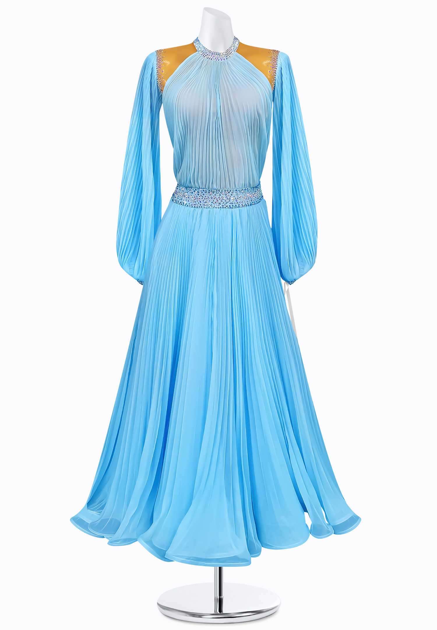 Pleated Ribbon Ballroom Gown AM-B3225