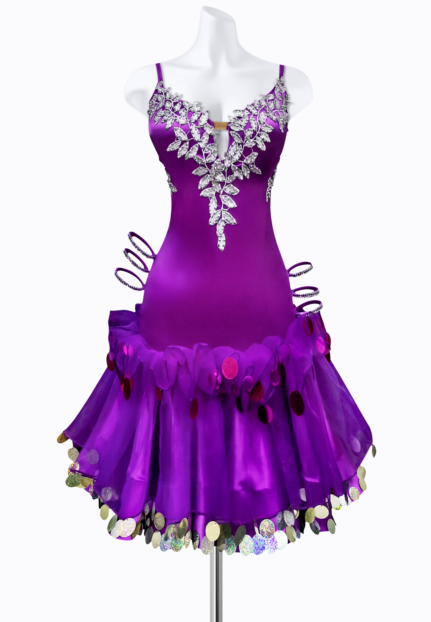 Sequin Leaf Latin Dress AM-L3602