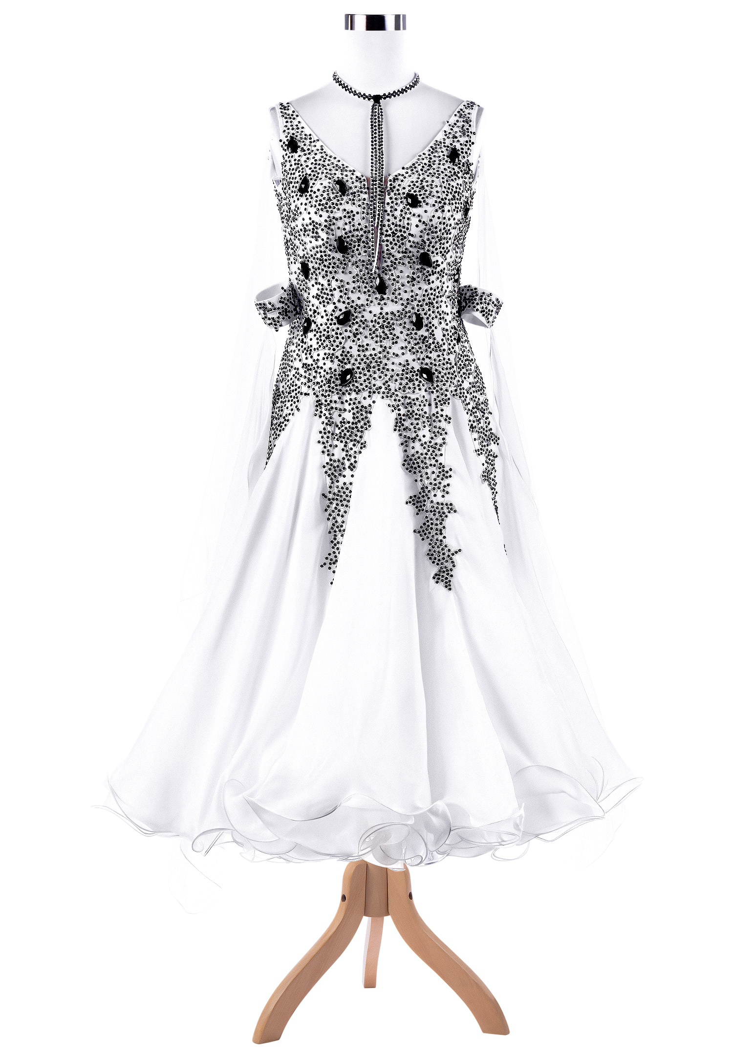Snowflake Obsidian Applique Ballroom Competition Dress VN-A5305