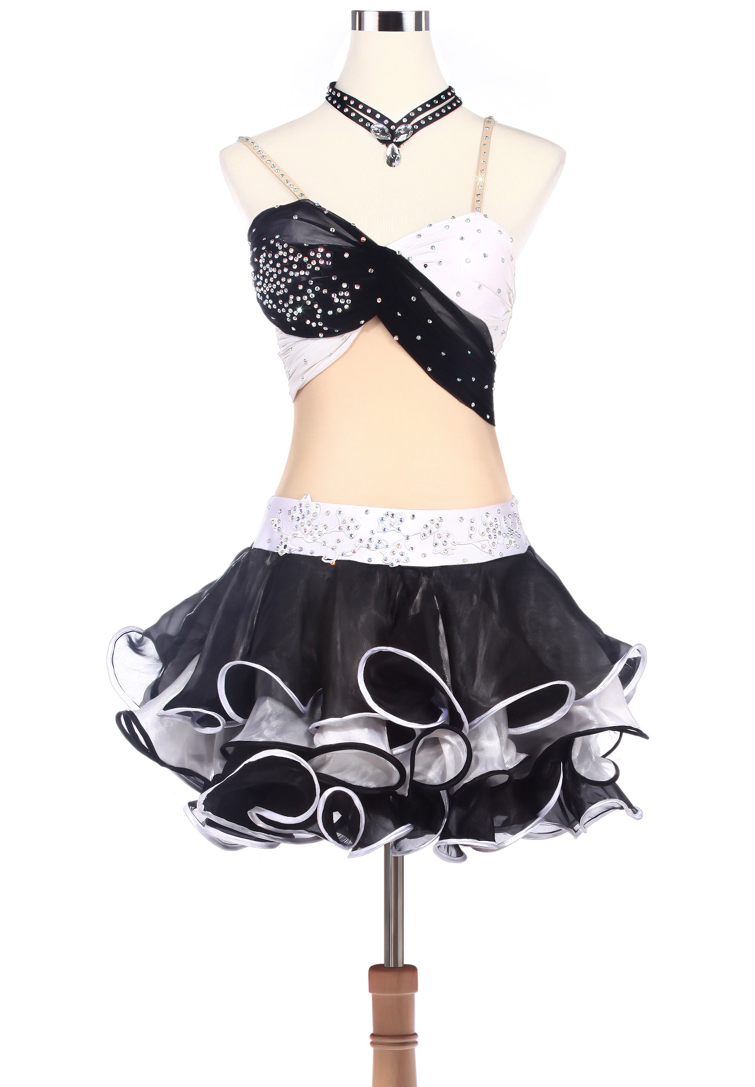Spaghetti Strap Short Ruffle Latin Dance Competition Dress VN-L5220