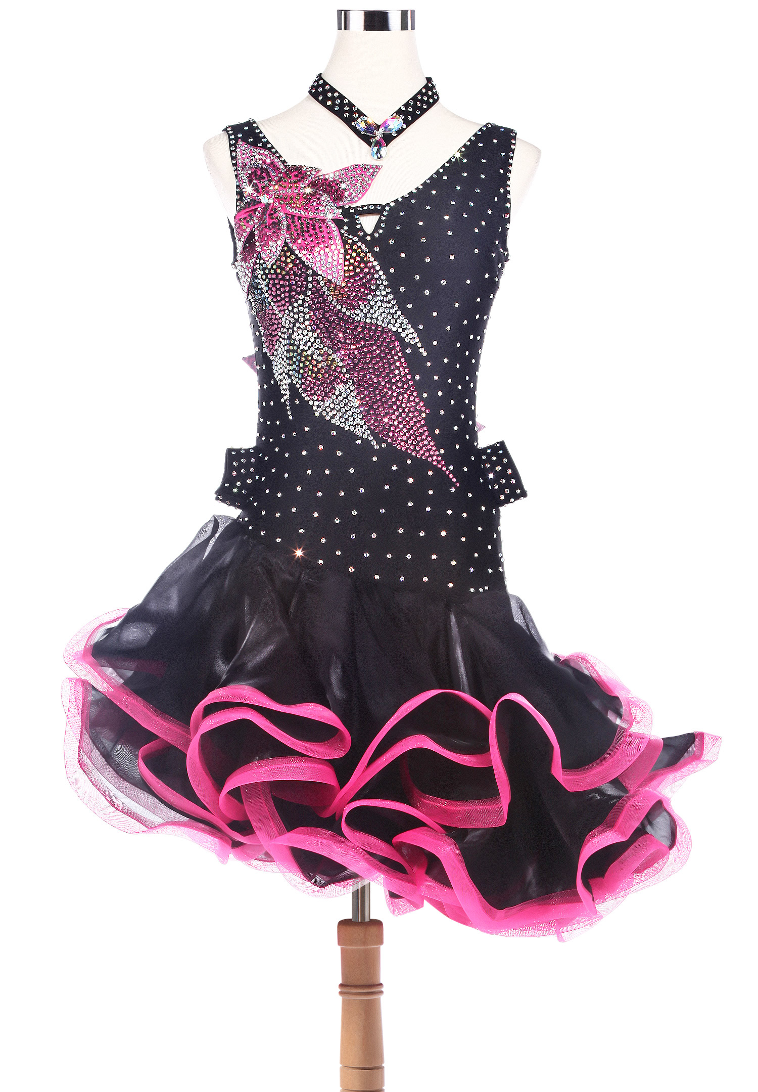 Sparkly Petal Asymmetric Ruffle Latin Competition Dress VN-L5210