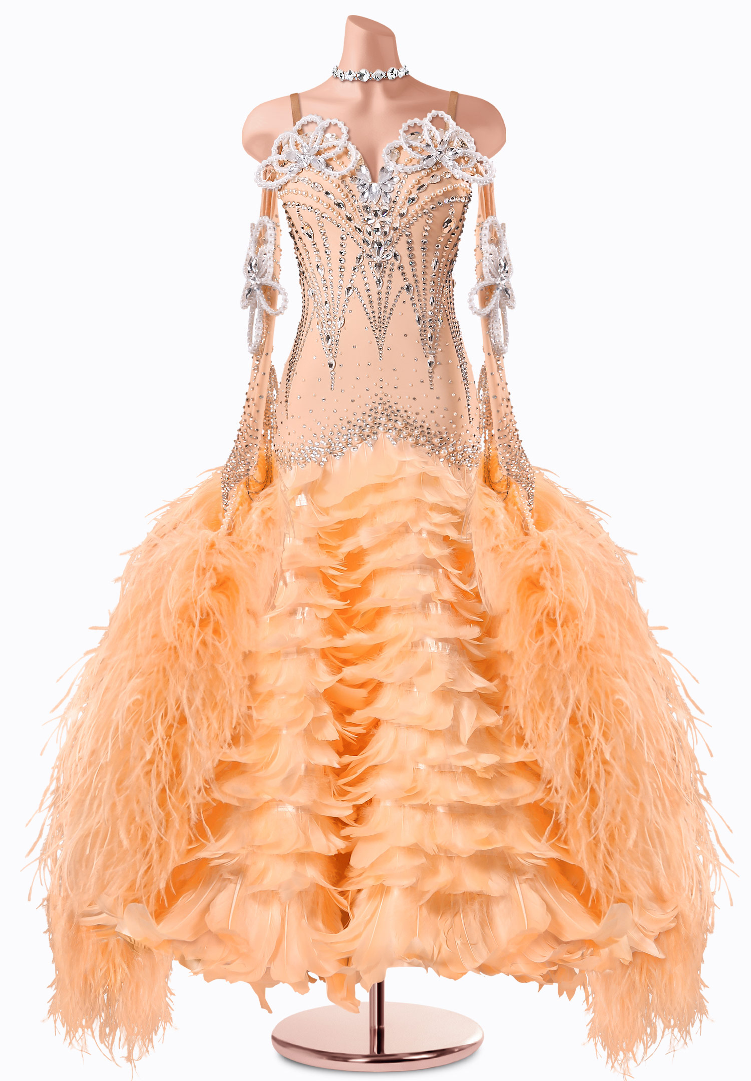 Pearl Plume Ballroom Gown TID-BM1144