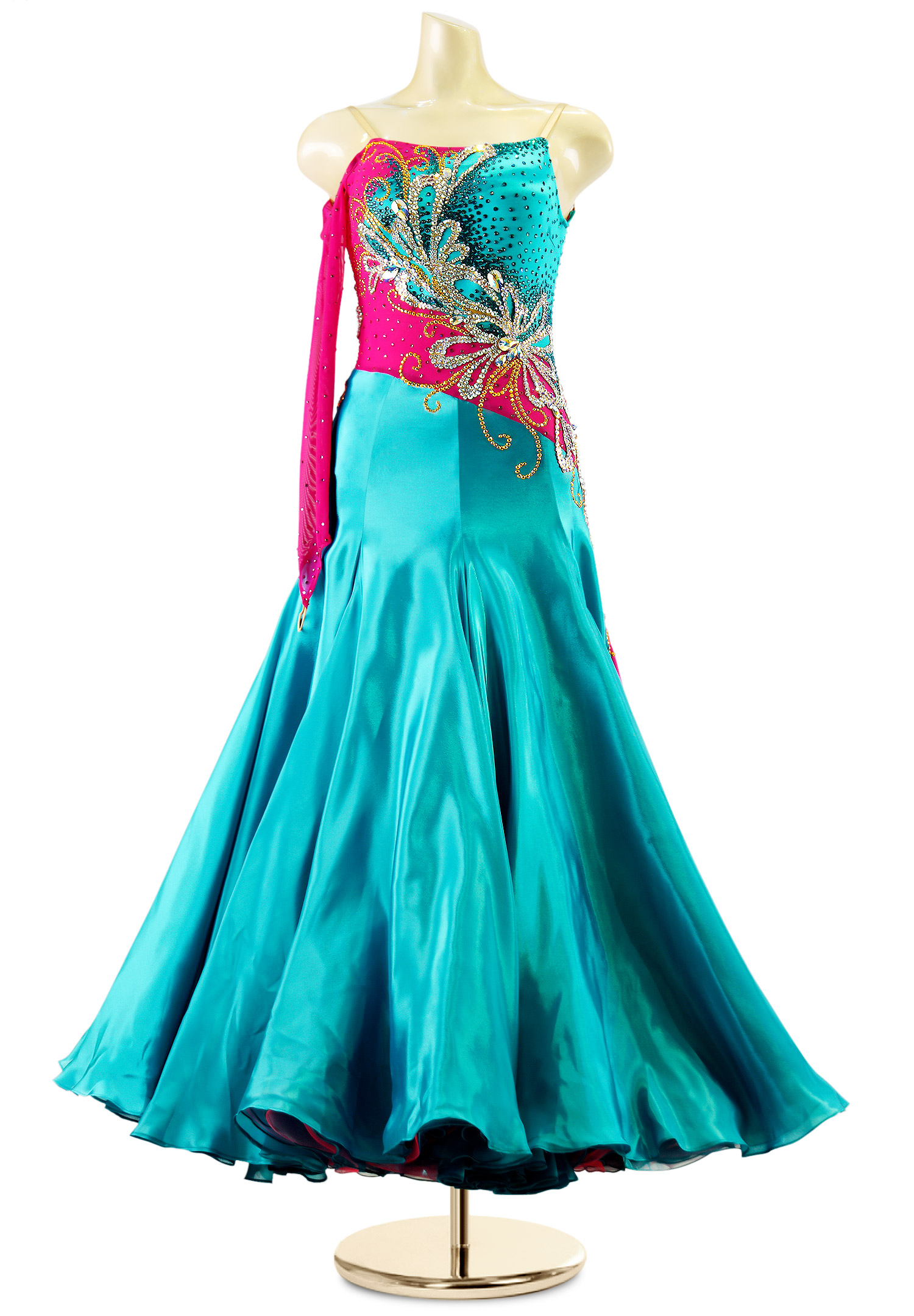 Whimsical One Sleeve Ballroom Performance Dress PC-WB18003