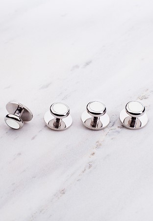 Chrisanne Clover Silver Dress Studs-White