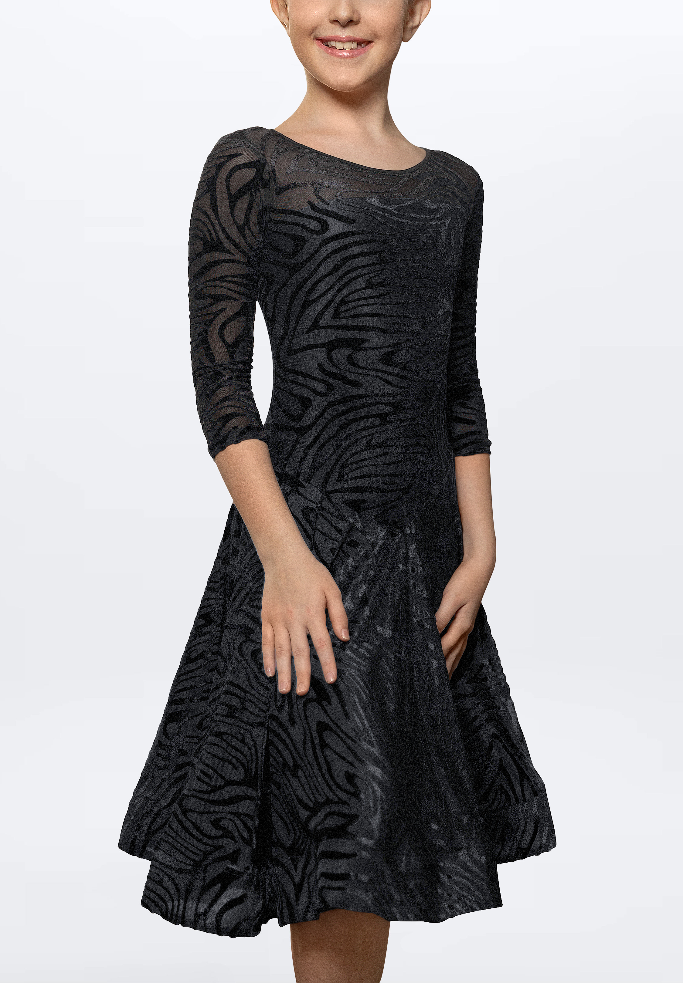 Dance America JR-D1V - Girls Velvet Latin Dress-Black